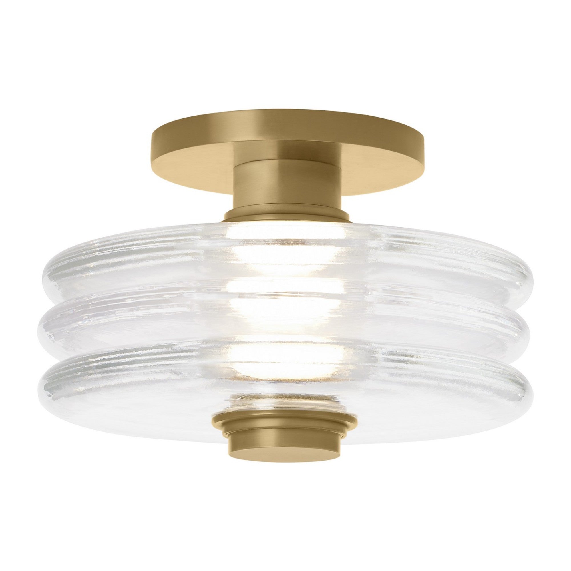Laurel 8" LED Small Flush Mount, 120-277V, Natural Brass Finish - Bees Lighting
