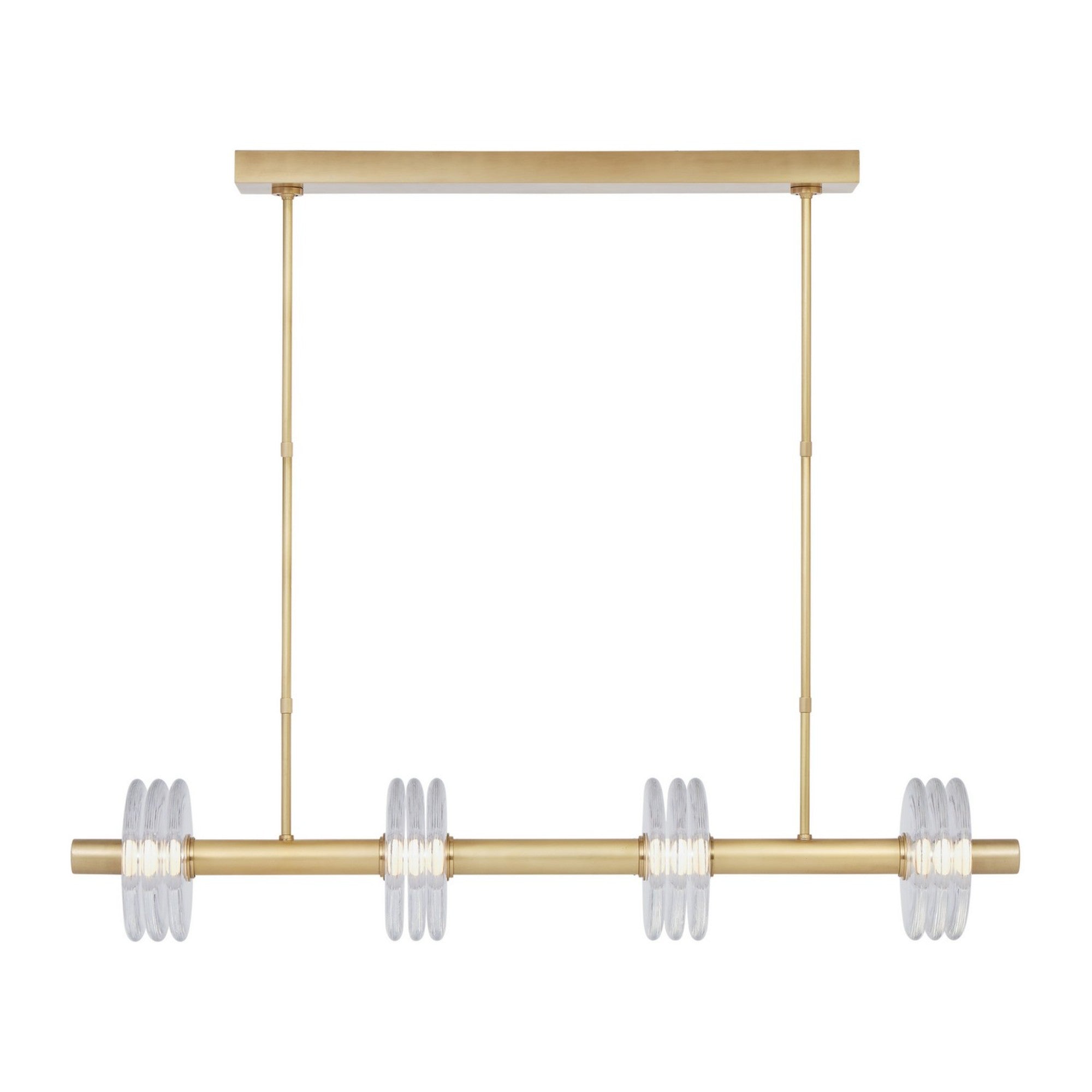 Laurel 47" LED Large Linear Pendant, 120-277V, Natural Brass Finish - Bees Lighting