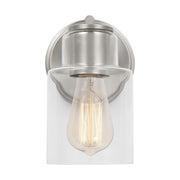 Sayward 8" Small Bath Sconce, Brushed Steel Finish - Bees Lighting
