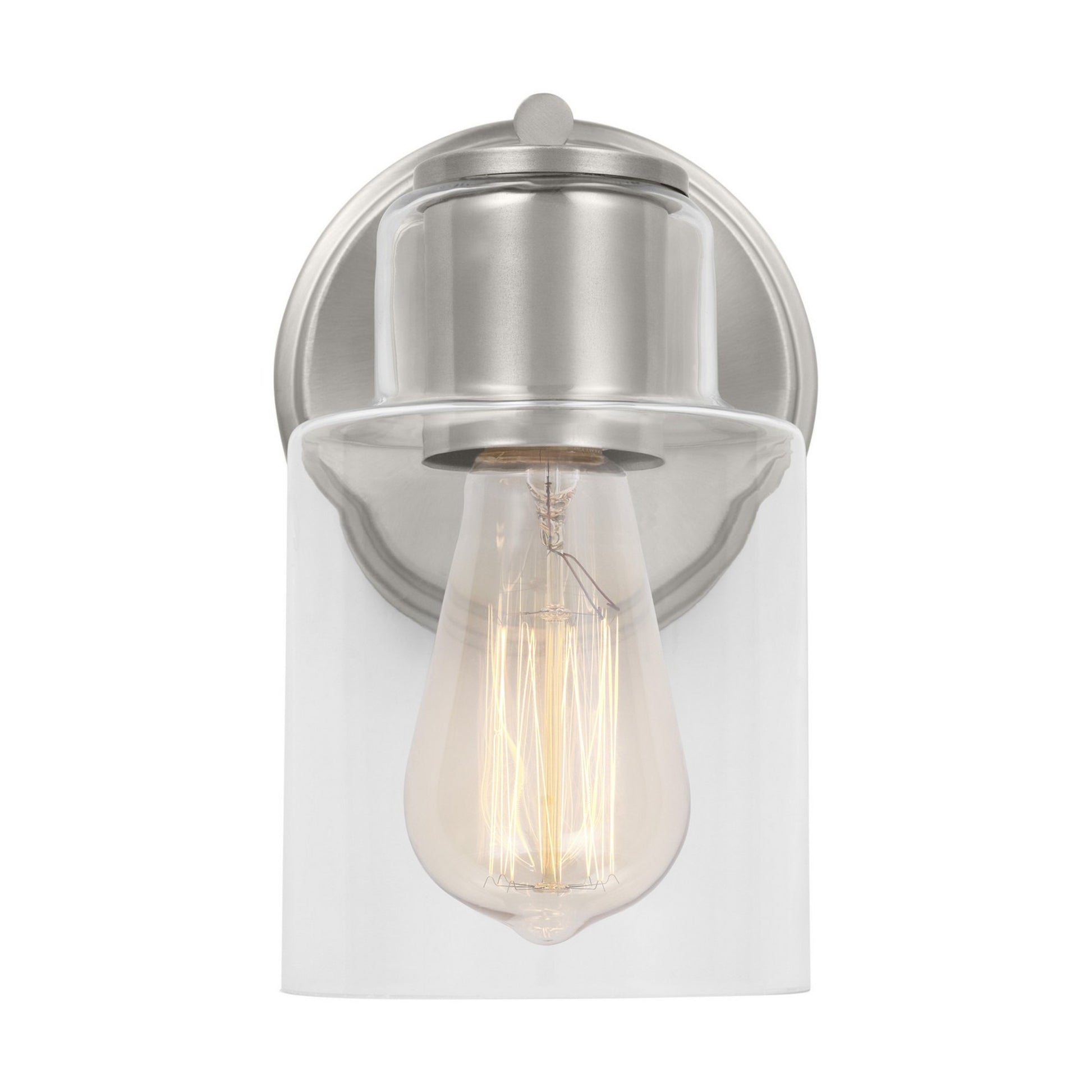 Sayward 8" Small Bath Sconce, Brushed Steel Finish - Bees Lighting