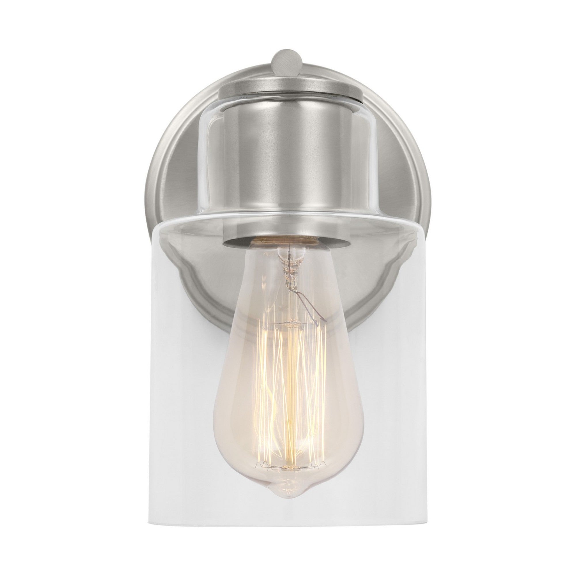 Sayward 8" Small Bath Sconce, Brushed Steel Finish - Bees Lighting