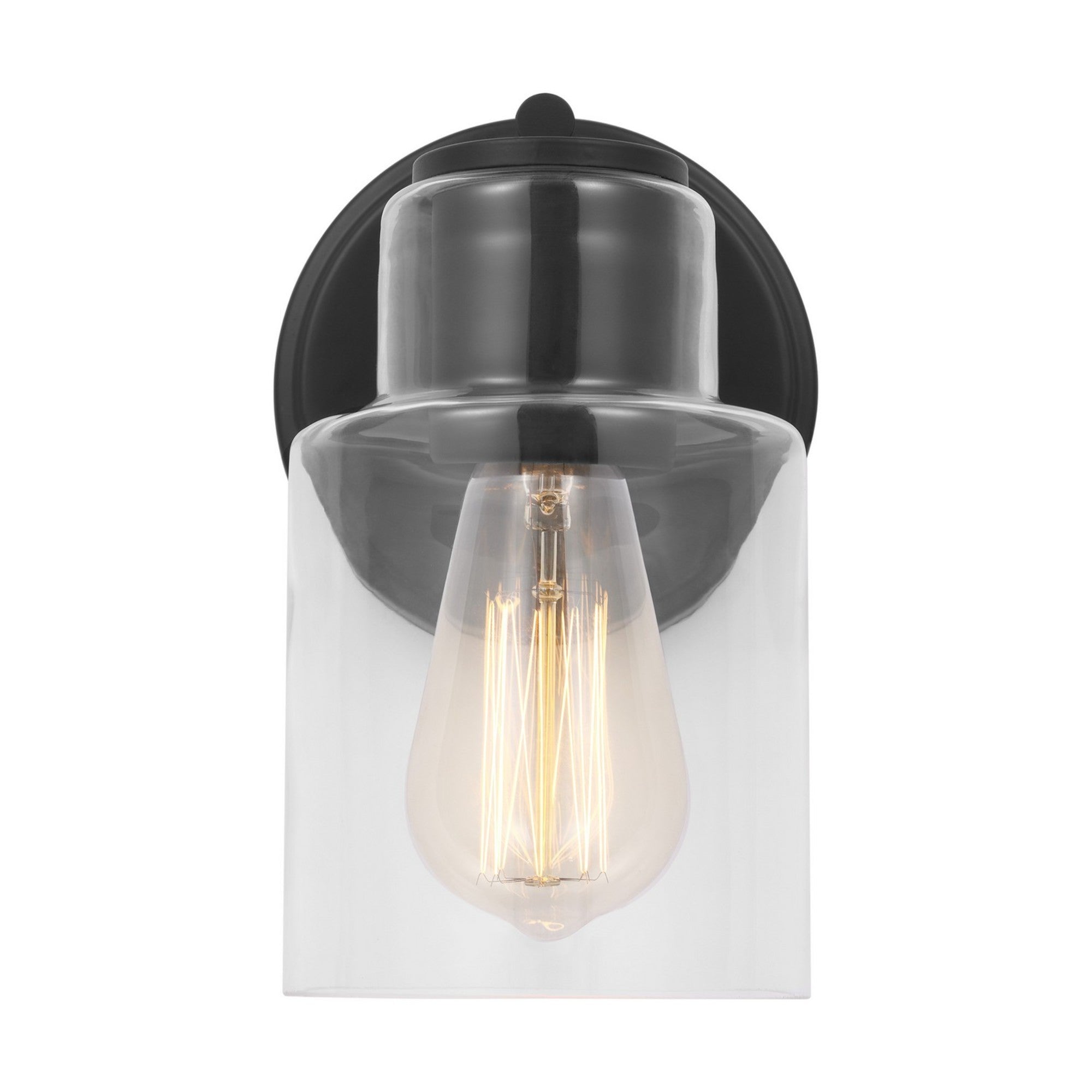 Sayward 8" Small Bath Sconce, Midnight Black Finish - Bees Lighting