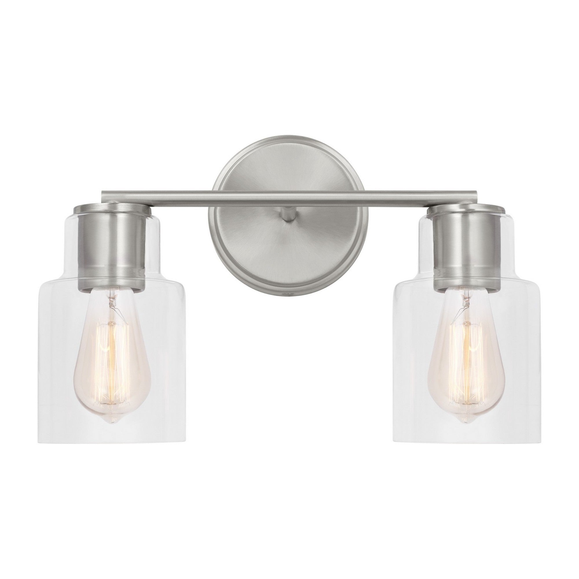 Sayward 14" 2-Light Bathroom Vanity, Brushed Steel Finish - Bees Lighting