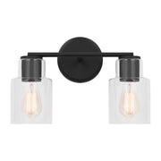 Sayward 14" 2-Light Bathroom Vanity, Midnight Black Finish - Bees Lighting