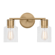 Sayward 14" 2-Light Bathroom Vanity, Satin Brass Finish - Bees Lighting