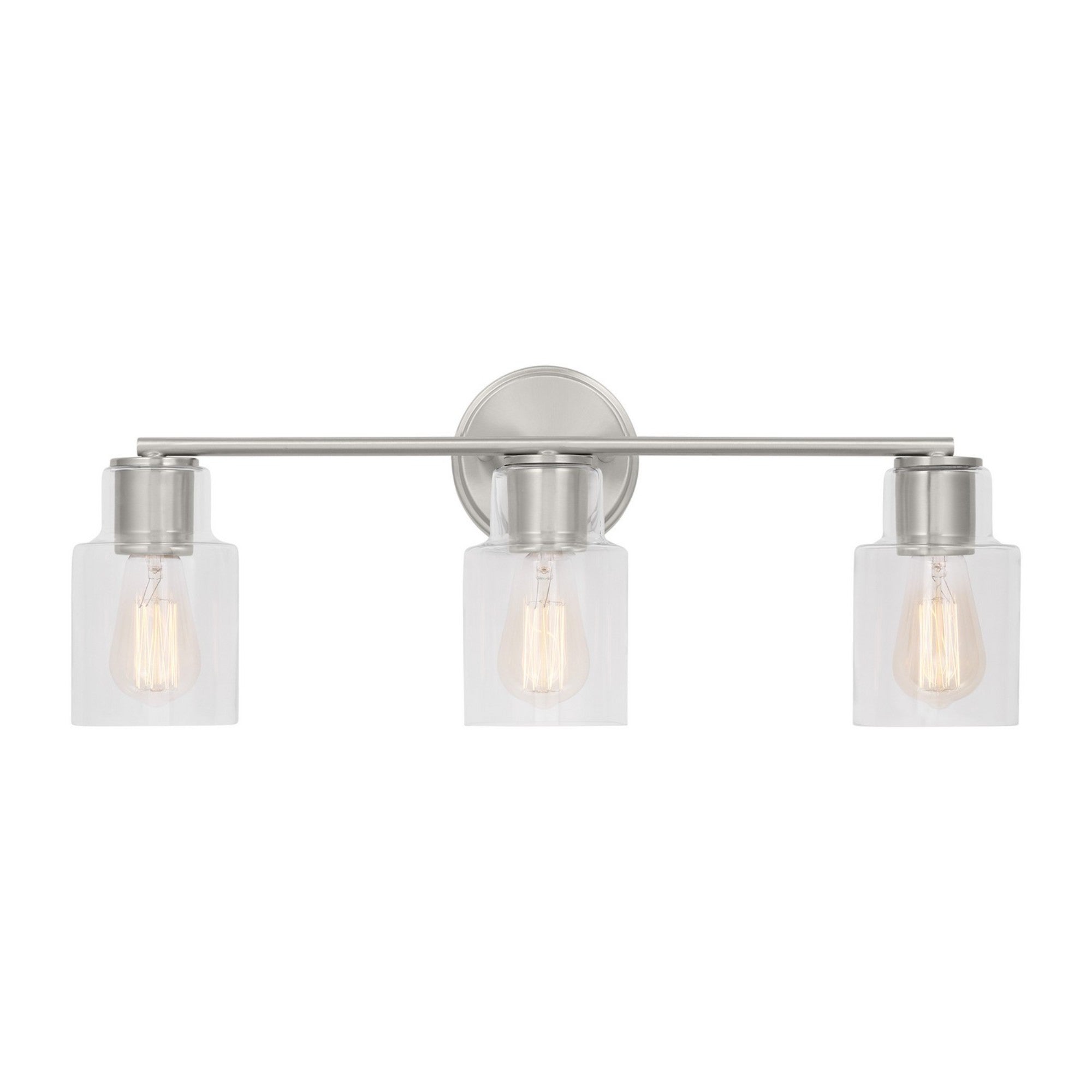 Sayward 24" 3-Light Bathroom Vanity, Brushed Steel Finish - Bees Lighting