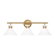 Belcarra 27" 3-Light Bathroom Vanity, Satin Brass Finish - Bees Lighting