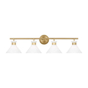 Belcarra 37" 4-Light Bathroom Vanity, Satin Brass Finish - Bees Lighting