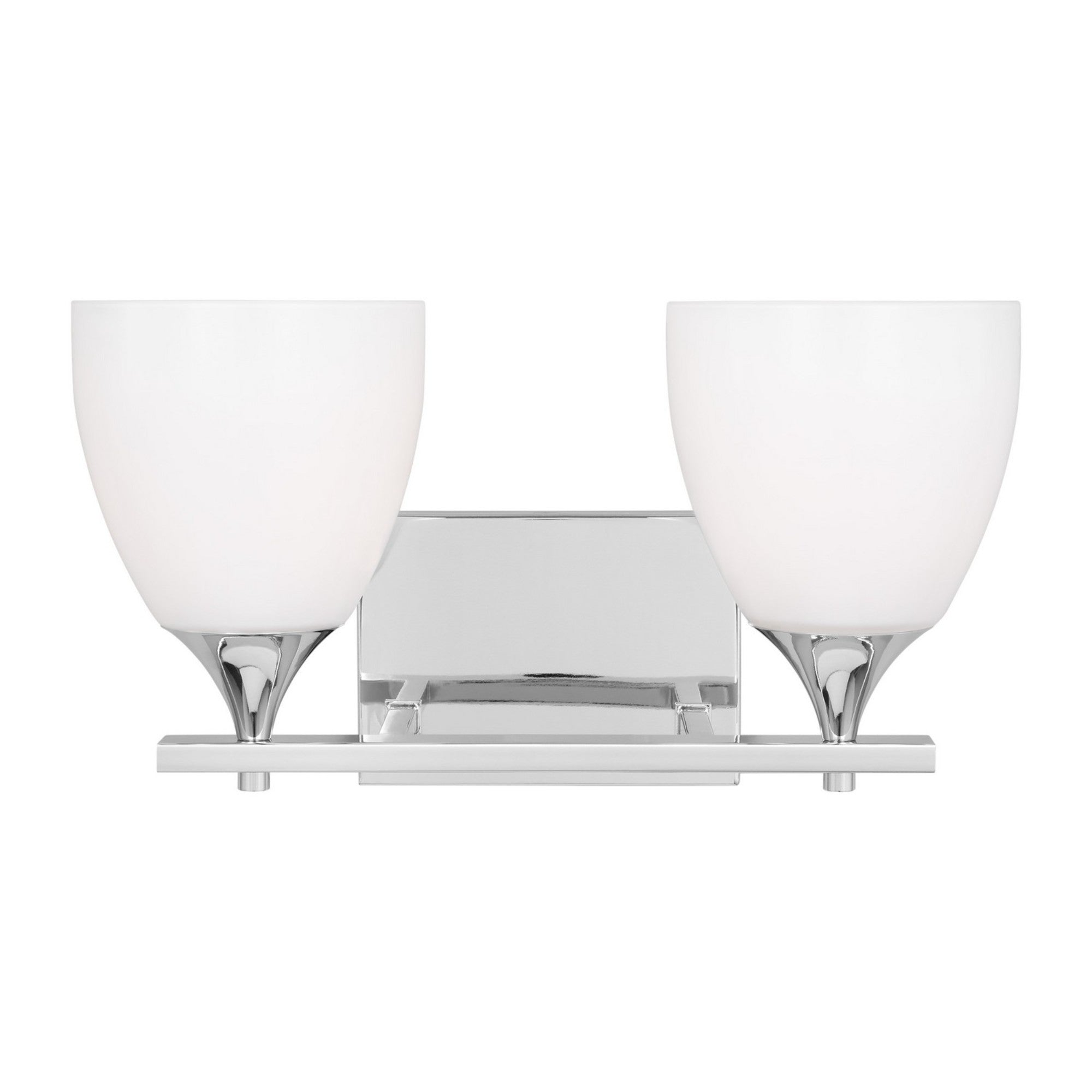 Toffino 16" 2-Light Bathroom Vanity, Chrome Finish with Milk Glass