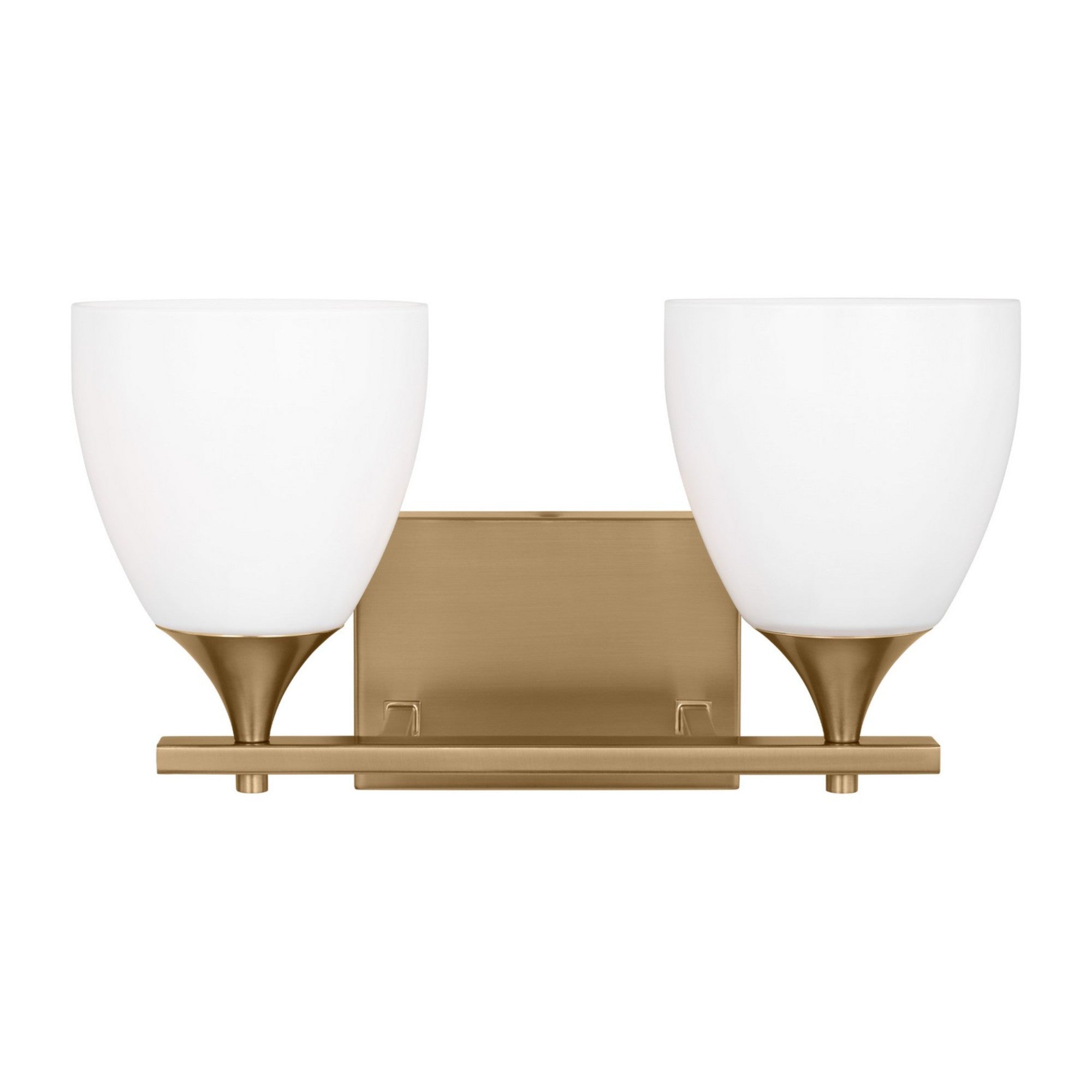 Toffino 16" 2-Light Bathroom Vanity, Satin Brass Finish with Milk Glass