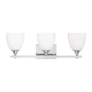 Toffino 26" 3-Light Bathroom Vanity, Chrome Finish with Milk Glass - Bees Lighting