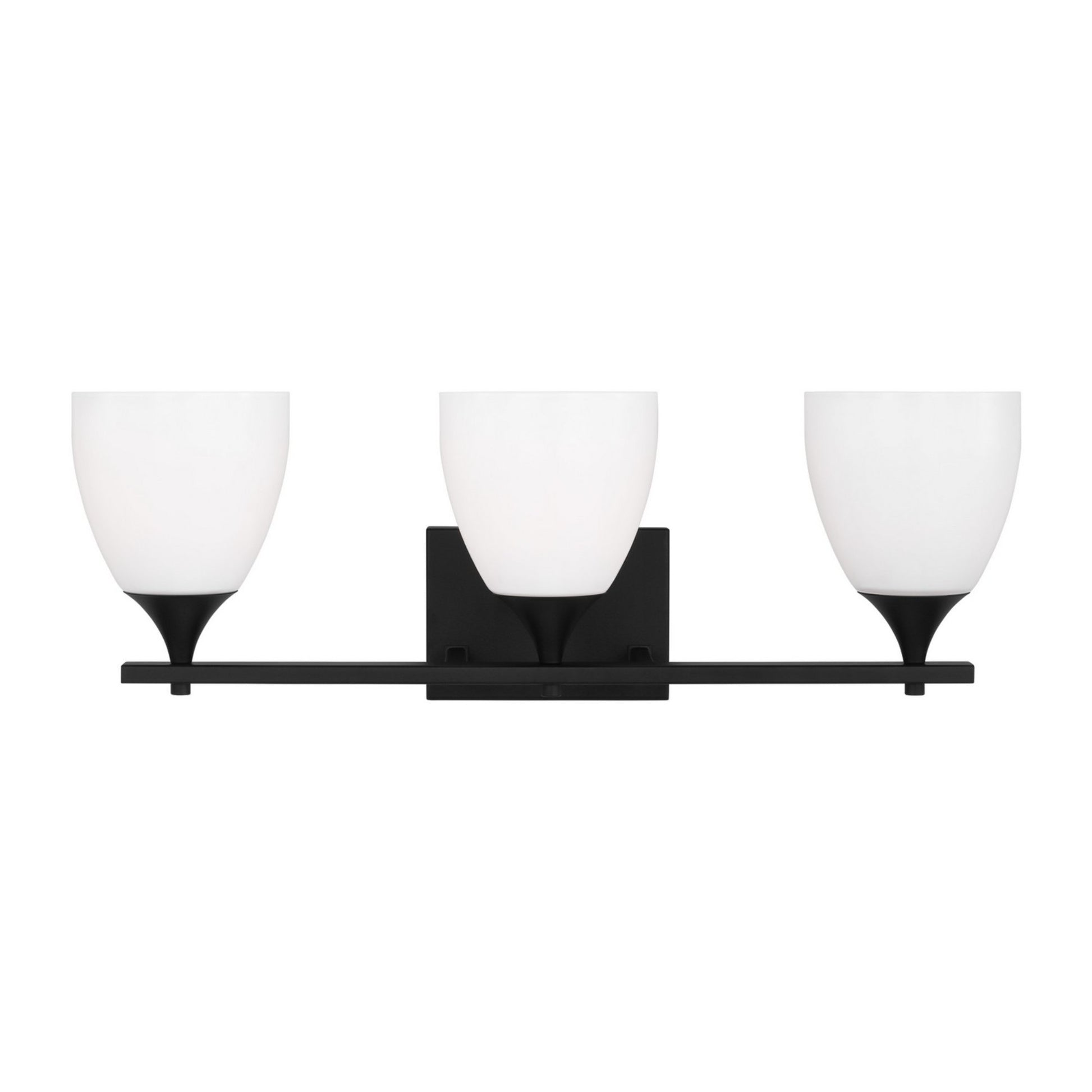 Toffino 26" 3-Light Bathroom Vanity, Midnight Black Finish with Milk Glass - Bees Lighting