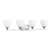 Toffino 36" 4-Light Bathroom Vanity, Chrome Finish with Milk Glass - Bees Lighting