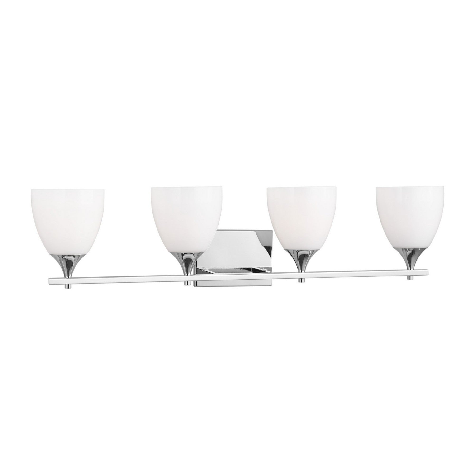 Toffino 36" 4-Light Bathroom Vanity, Chrome Finish with Milk Glass - Bees Lighting
