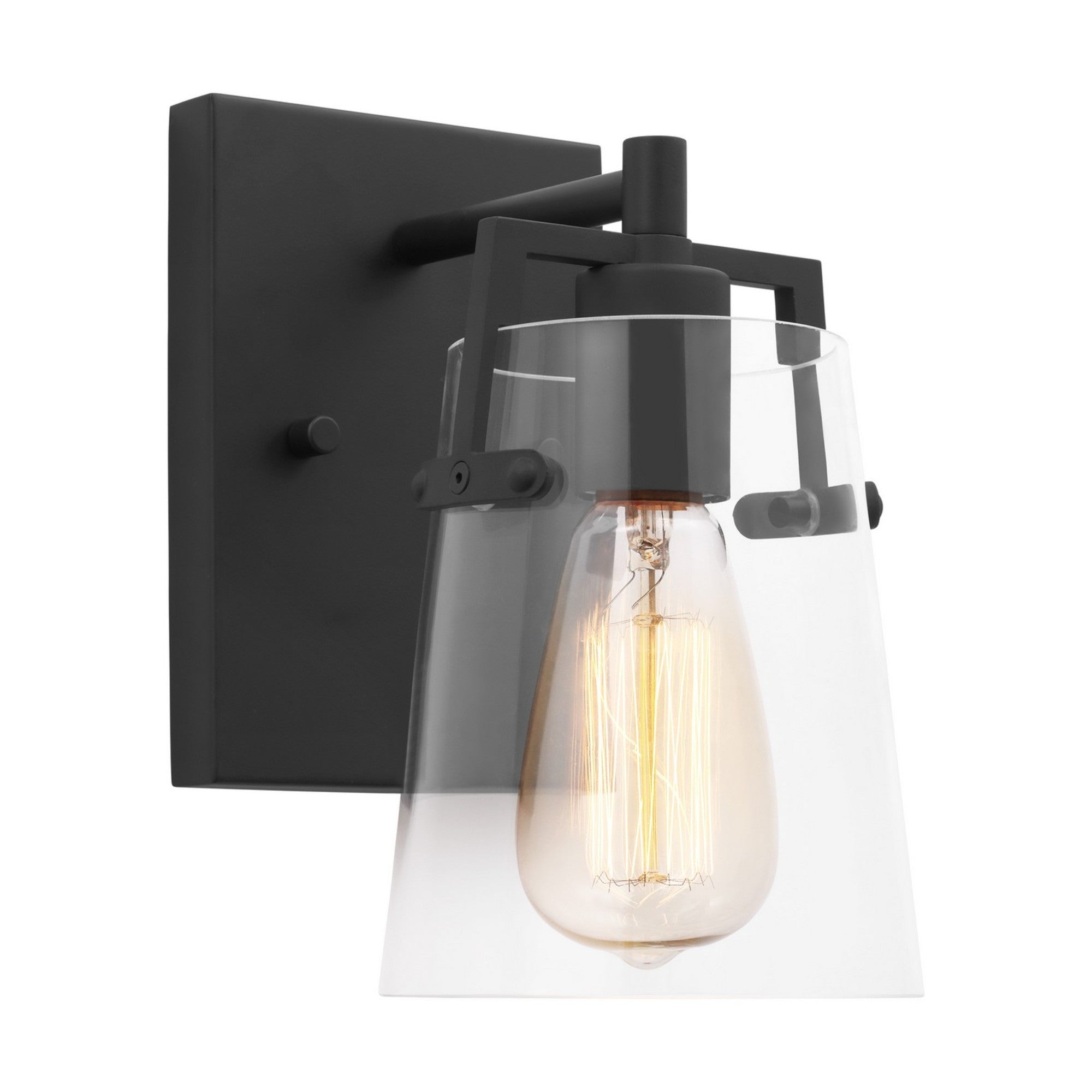 Crofton 9" Bathroom Sconce, Midnight Black Finish with Clear Glass - Bees Lighting