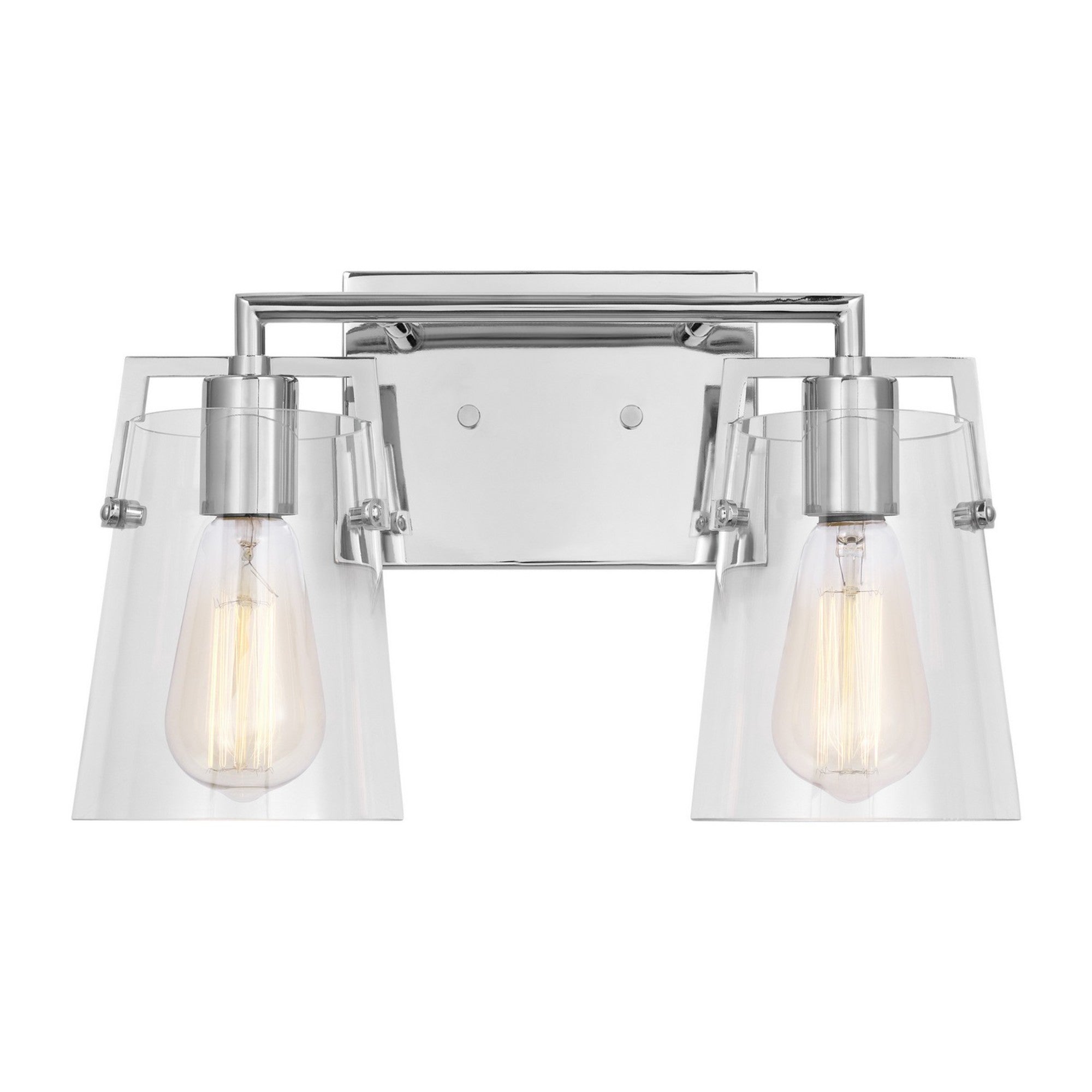 Crofton 15" 2-Light Bathroom Vanity, Chrome Finish with Clear Glass