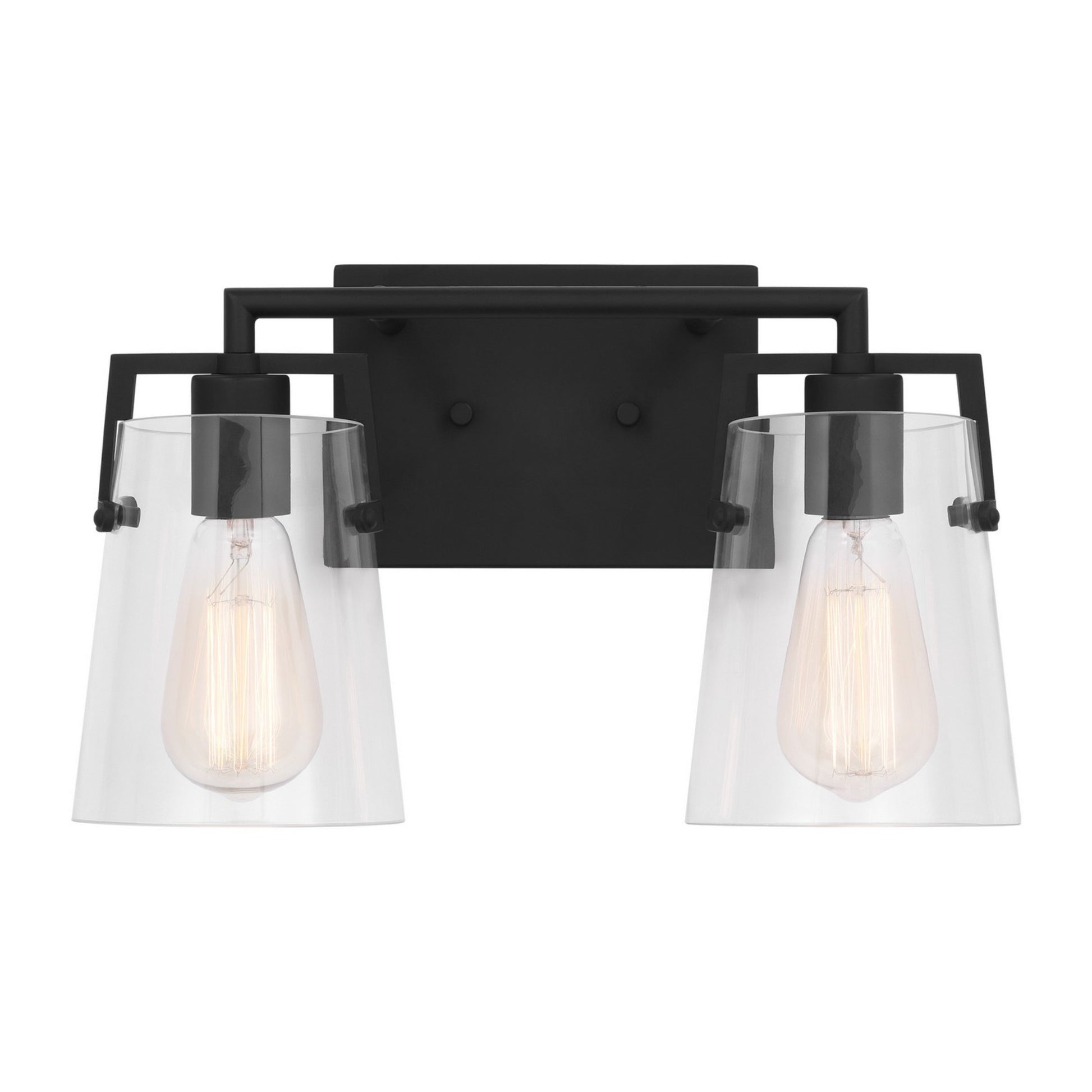 Crofton 15" 2-Light Bathroom Vanity, Midnight Black Finish with Clear Glass - Bees Lighting