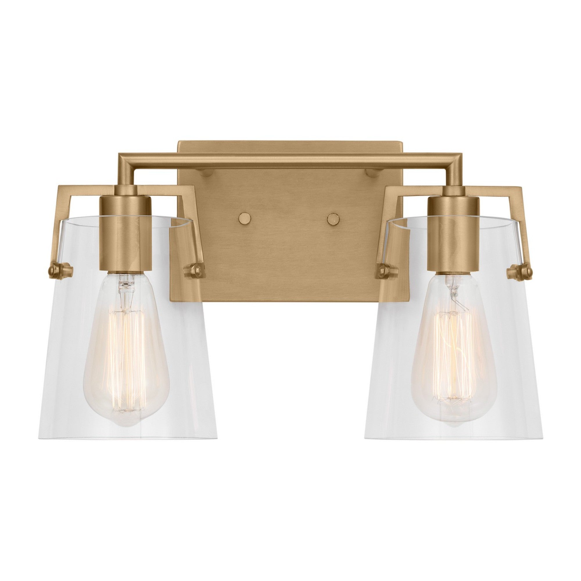 Crofton 15" 2-Light Bathroom Vanity, Satin Brass Finish with Clear Glass - Bees Lighting