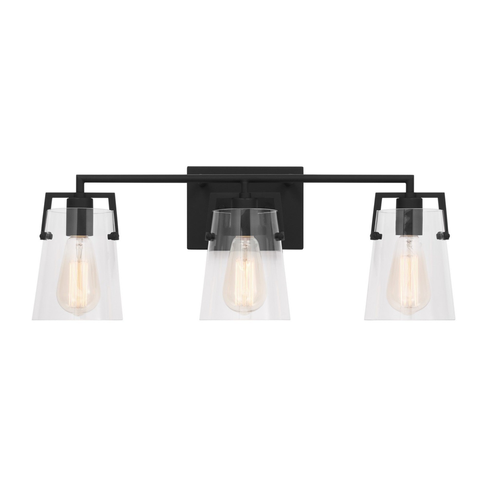 Crofton 24" 3-Light Bathroom Vanity, Midnight Black Finish with Clear Glass - Bees Lighting