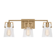 Crofton 24" 3-Light Bathroom Vanity, Satin Brass Finish with Clear Glass - Bees Lighting