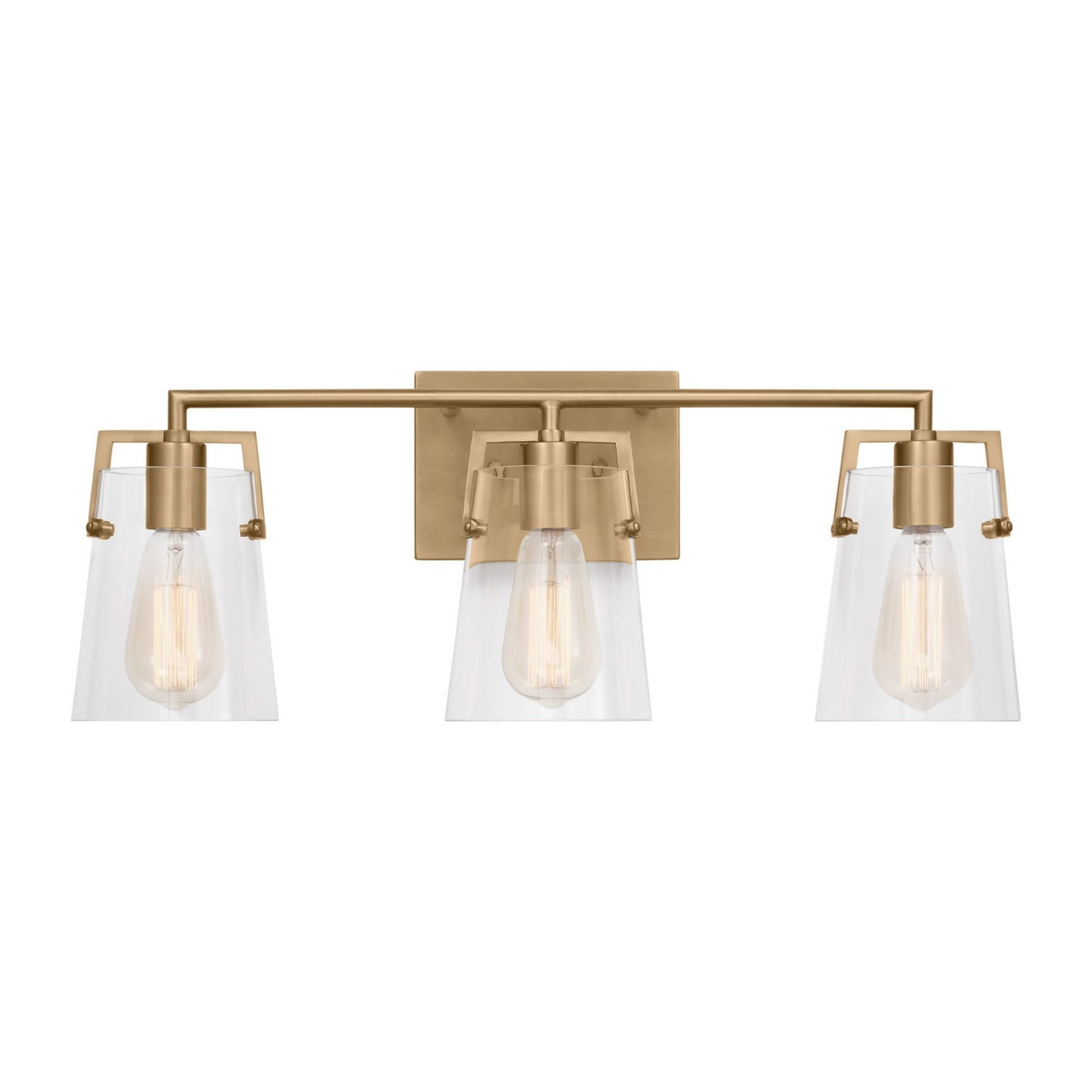 Crofton 24" 3-Light Bathroom Vanity, Satin Brass Finish with Clear Glass - Bees Lighting