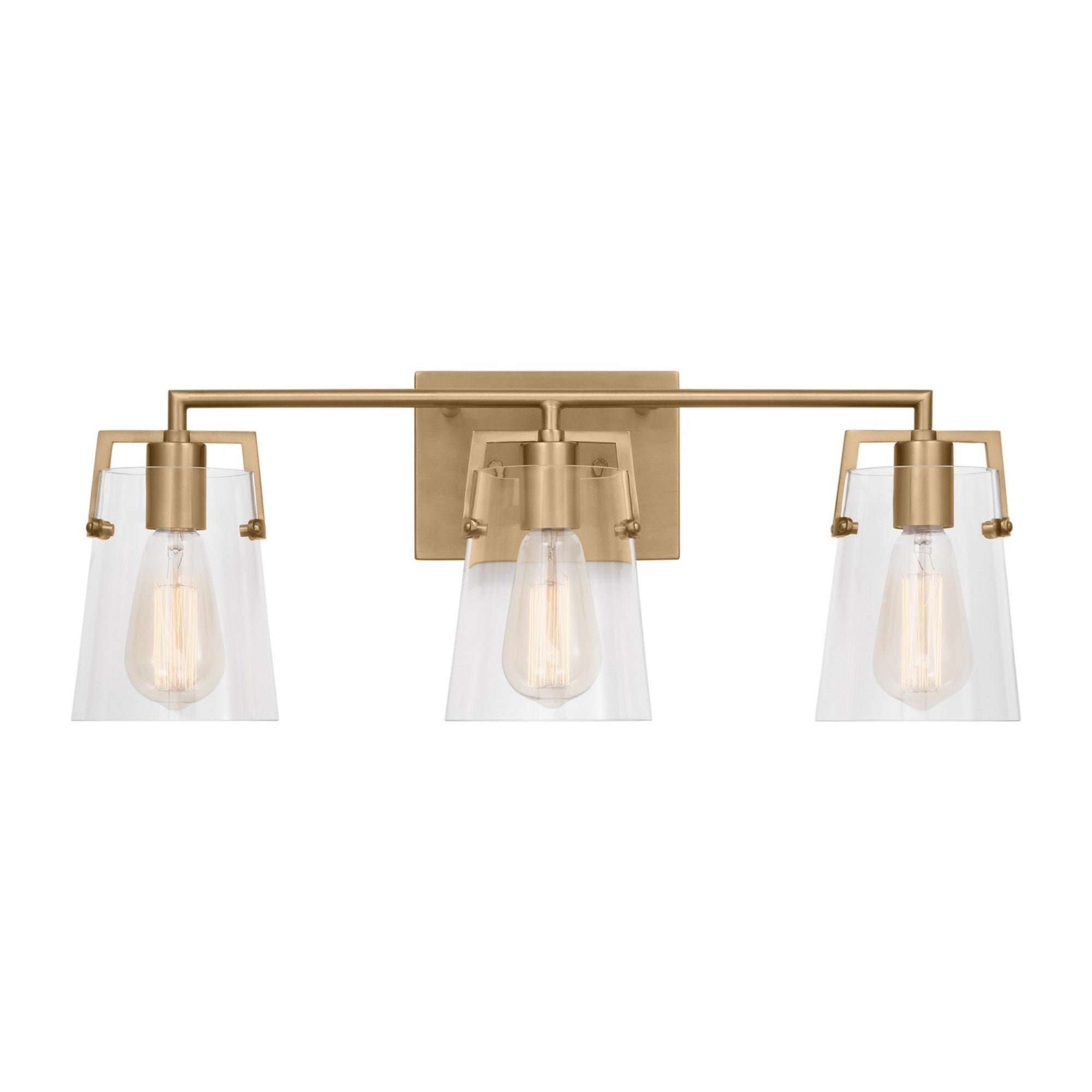 Crofton 24" 3-Light Bathroom Vanity, Satin Brass Finish with Clear Glass - Bees Lighting