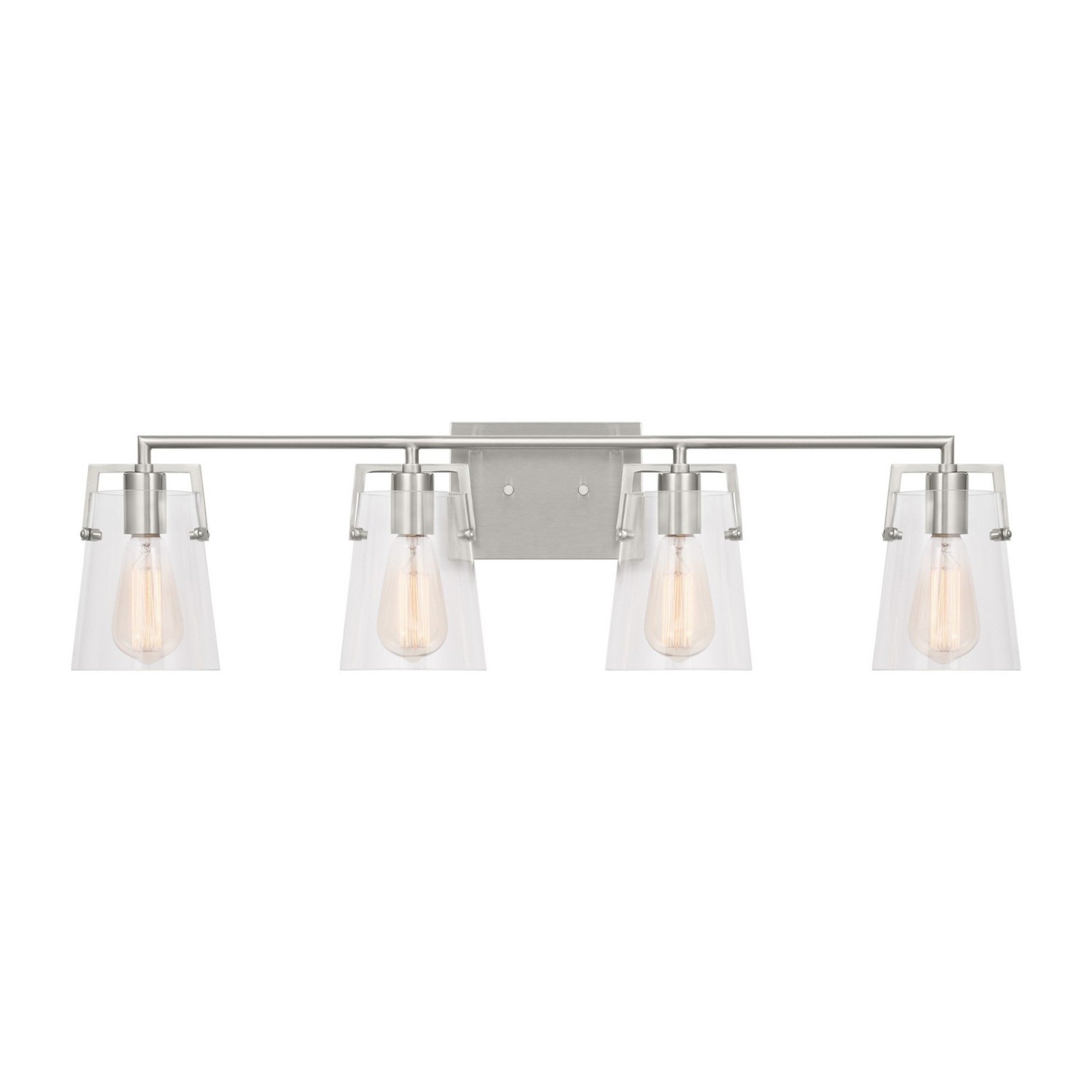 Crofton 33" 4-Light Bathroom Vanity, Brushed Steel Finish with Clear Glass - Bees Lighting