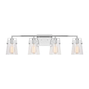 Crofton 33" 4-Light Bathroom Vanity, Chrome Finish with Clear Glass - Bees Lighting