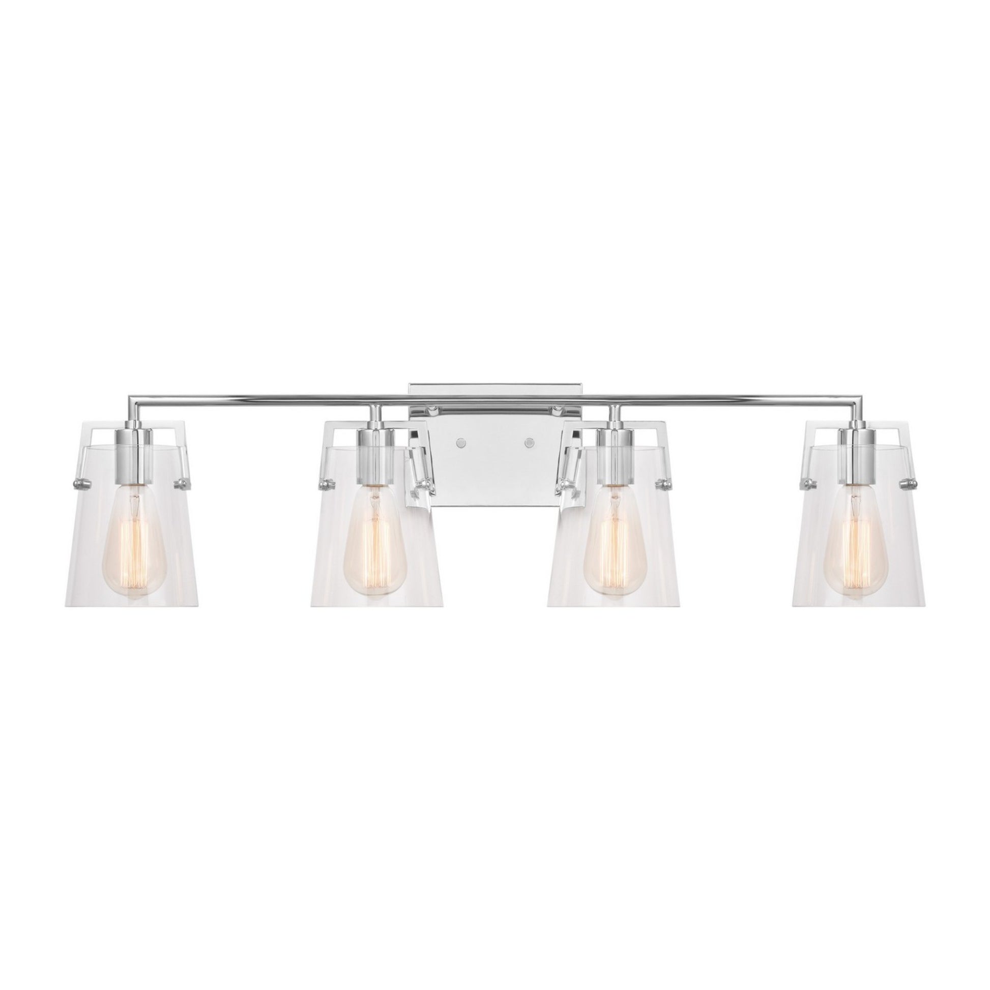 Crofton 33" 4-Light Bathroom Vanity, Chrome Finish with Clear Glass - Bees Lighting