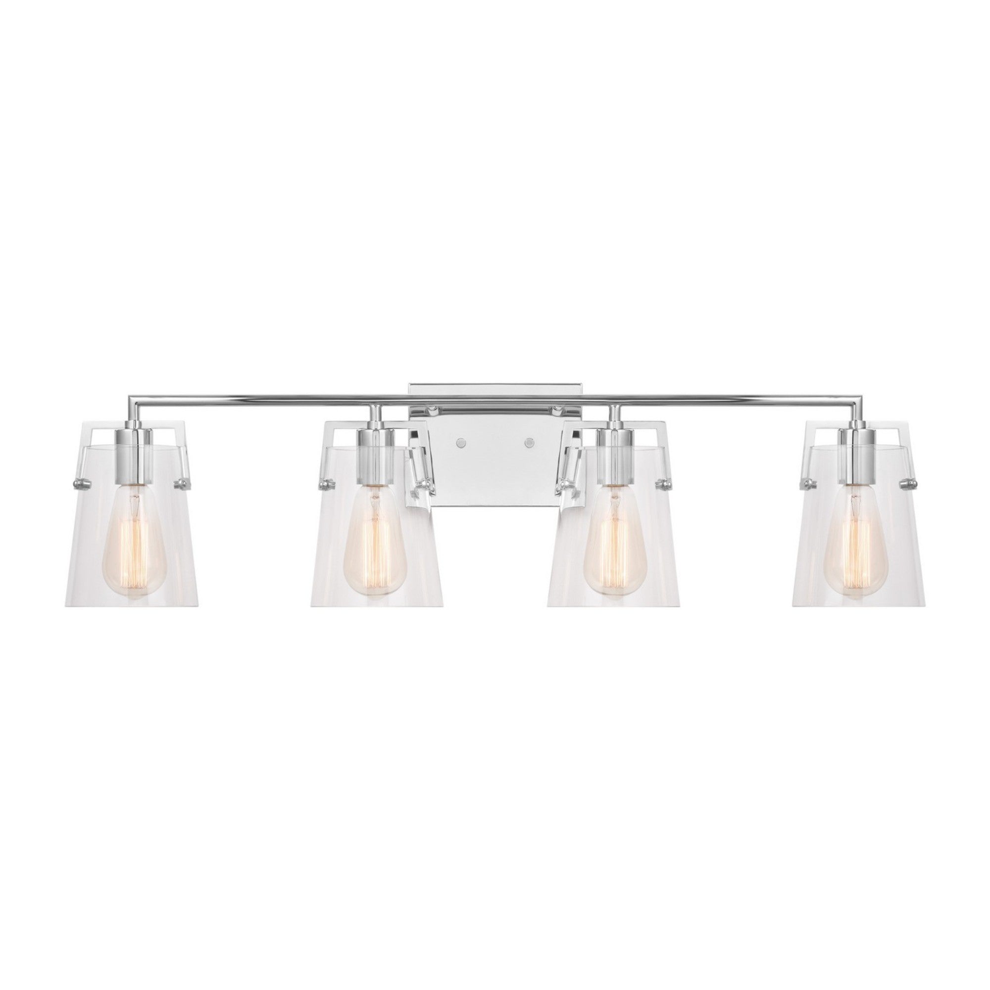 Crofton 33" 4-Light Bathroom Vanity, Chrome Finish with Clear Glass - Bees Lighting