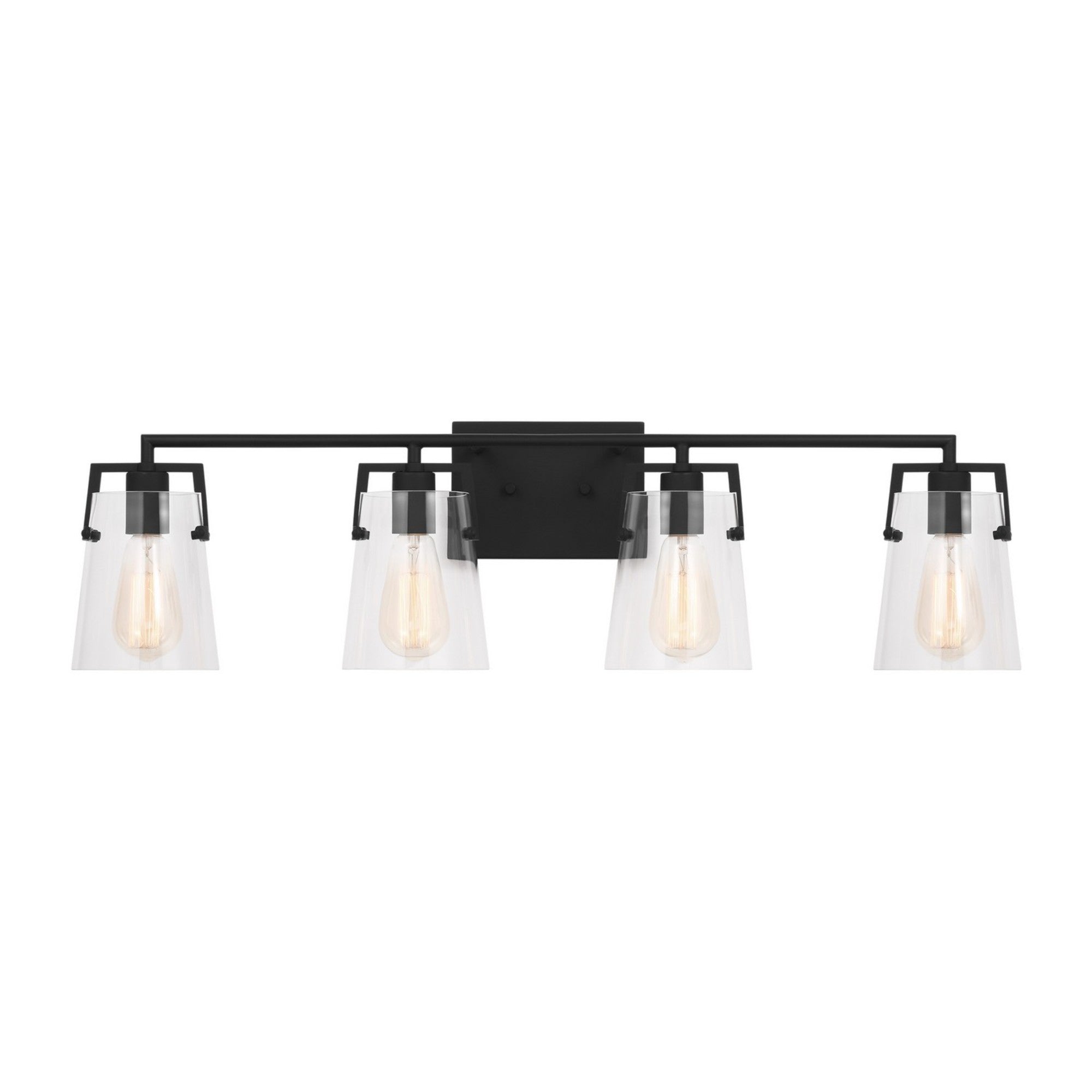 Crofton 33" 4-Light Bathroom Vanity, Midnight Black Finish with Clear Glass - Bees Lighting