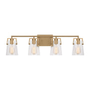 Crofton 33" 4-Light Bathroom Vanity, Satin Brass Finish with Clear Glass - Bees Lighting