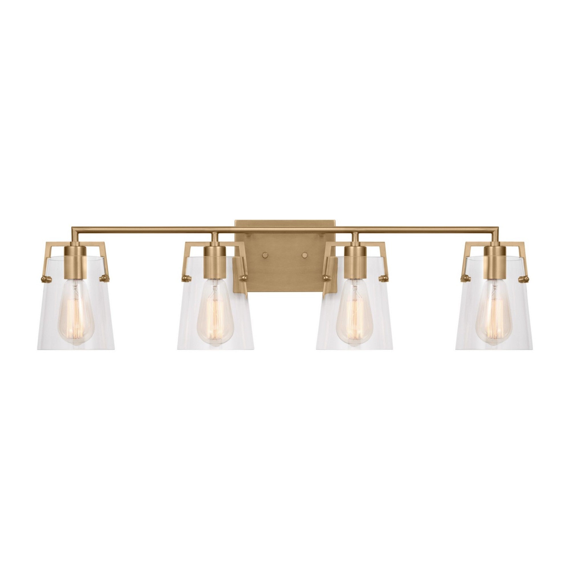 Crofton 33" 4-Light Bathroom Vanity, Satin Brass Finish with Clear Glass - Bees Lighting