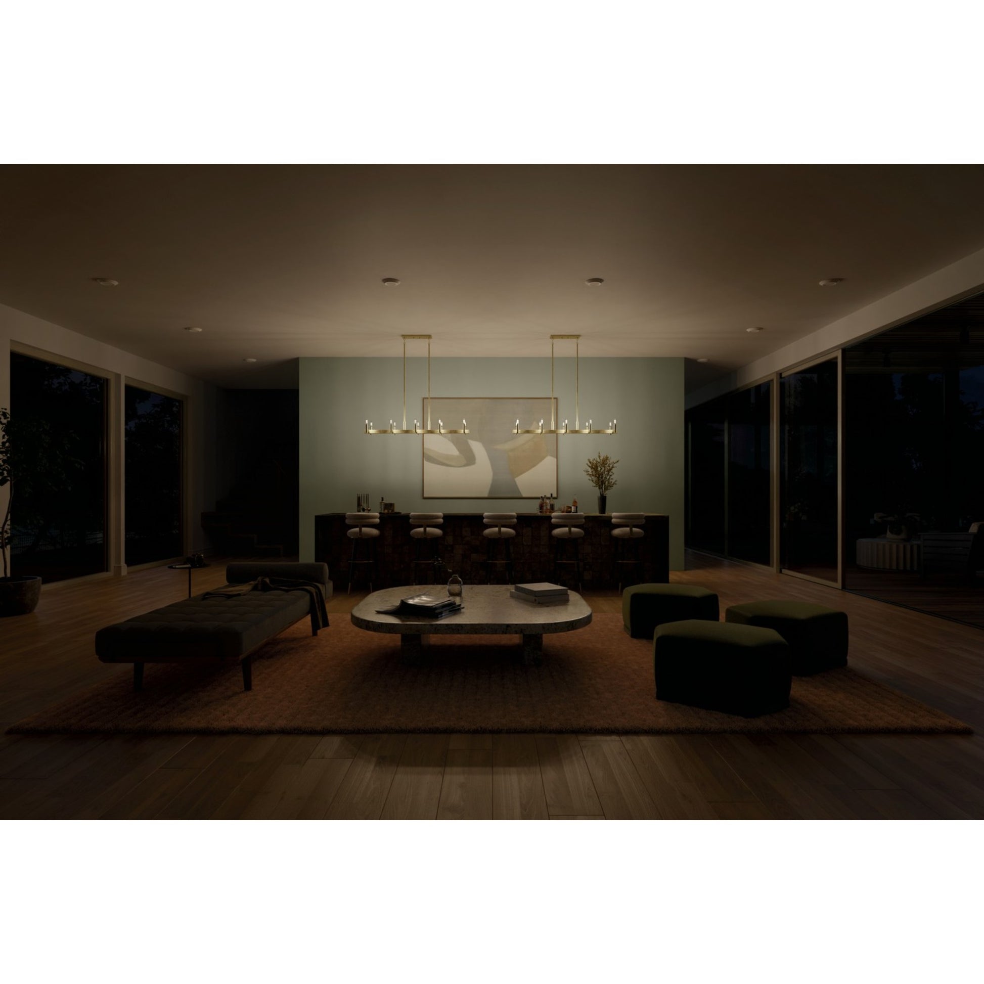 Erzo 50" 10-Light Linear Chandelier, Natural Brass Finish - Bees Lighting