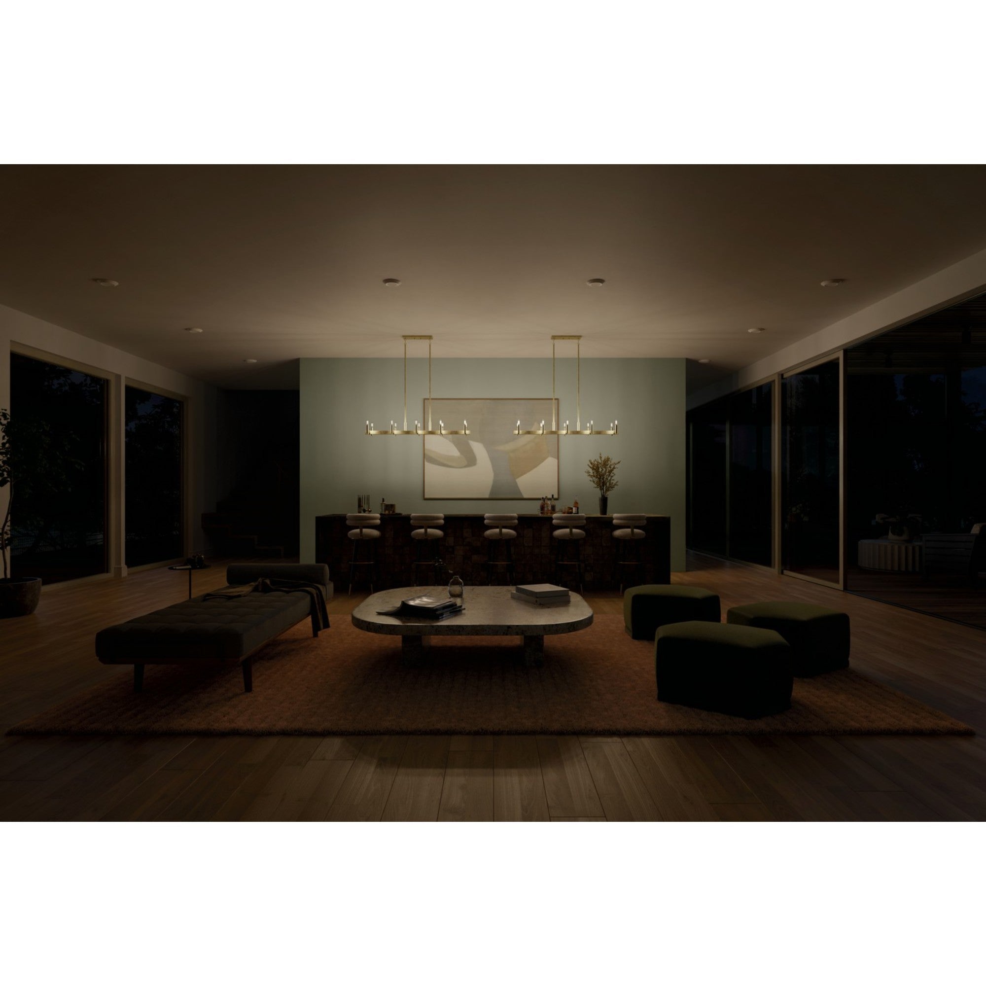 Erzo 50" 10-Light Linear Chandelier, Natural Brass Finish - Bees Lighting