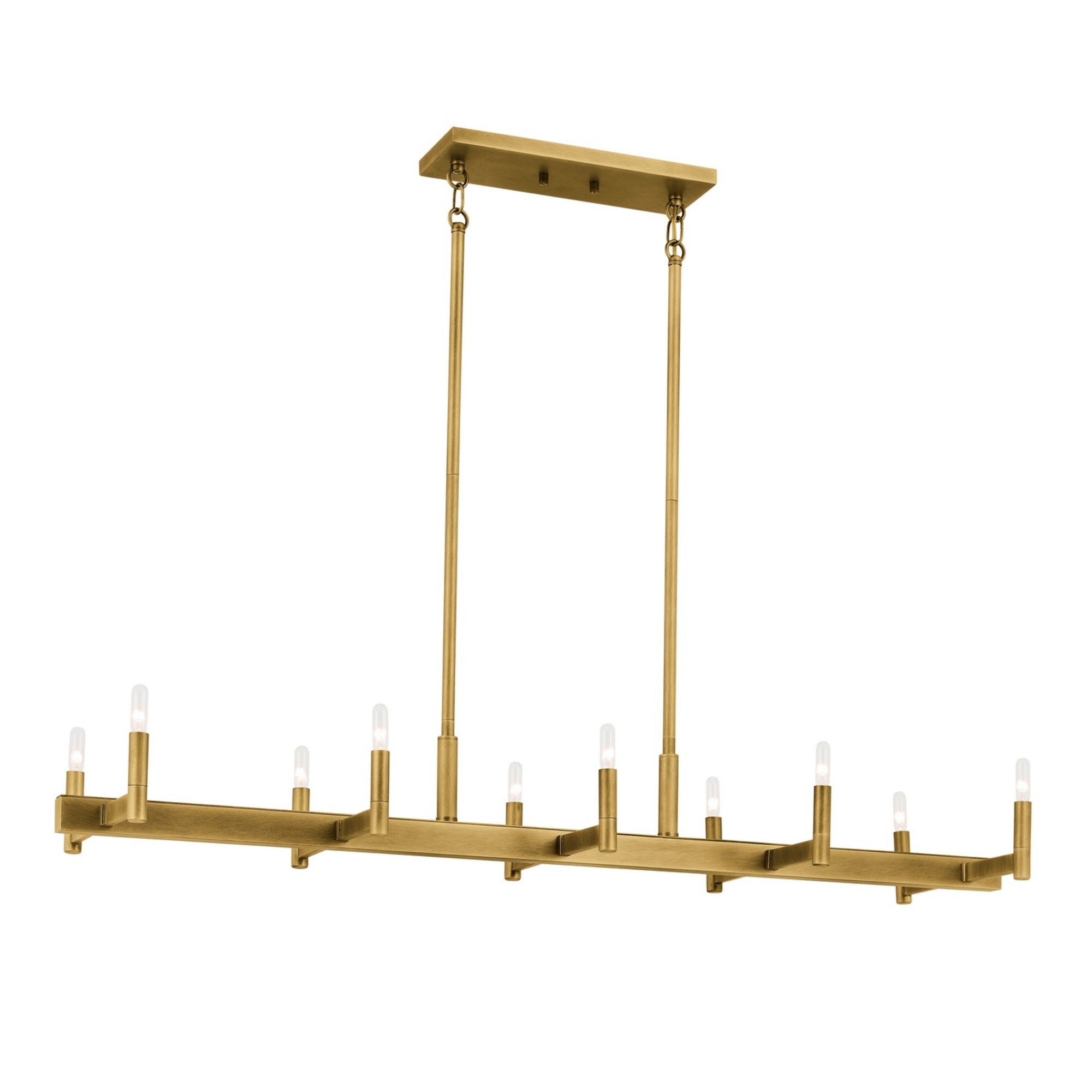 Erzo 50" 10-Light Linear Chandelier, Natural Brass Finish - Bees Lighting