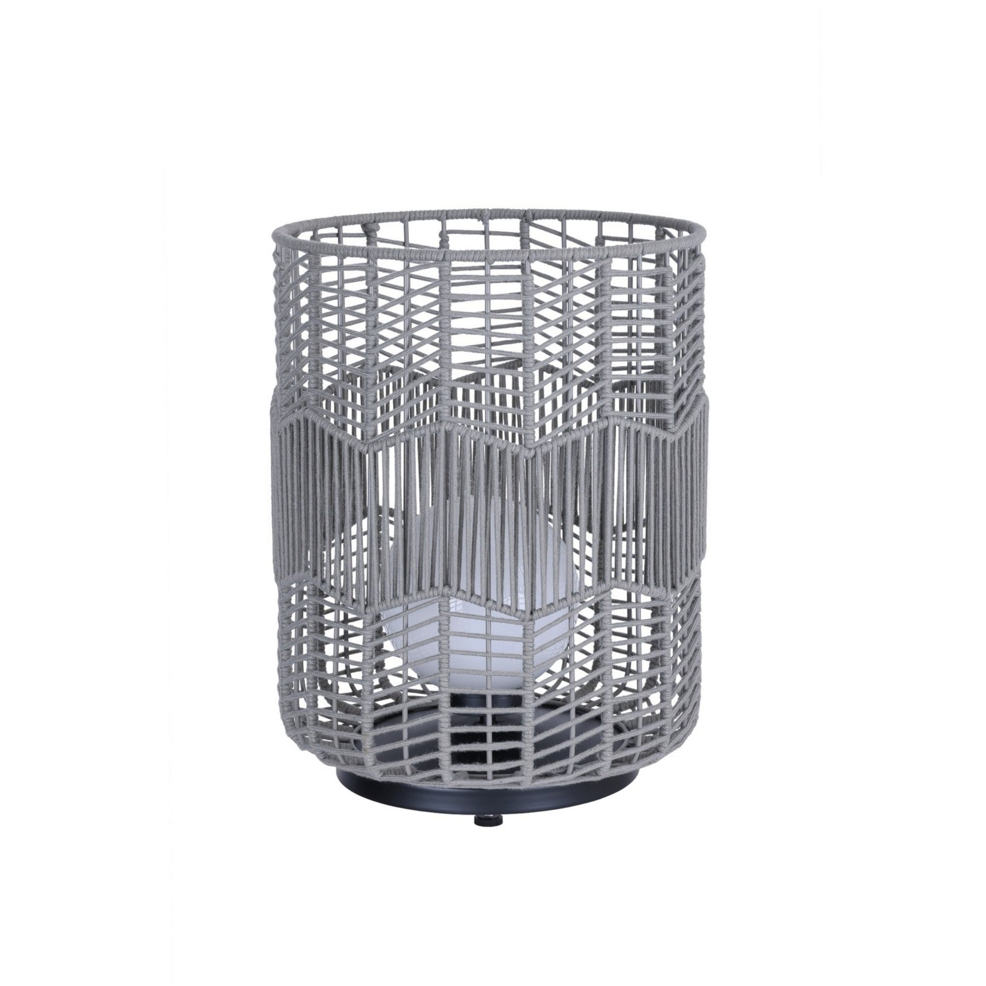 Wallis 22" Outdoor Portable Lamp, Black & Grey PET Weave Finish - Bees Lighting