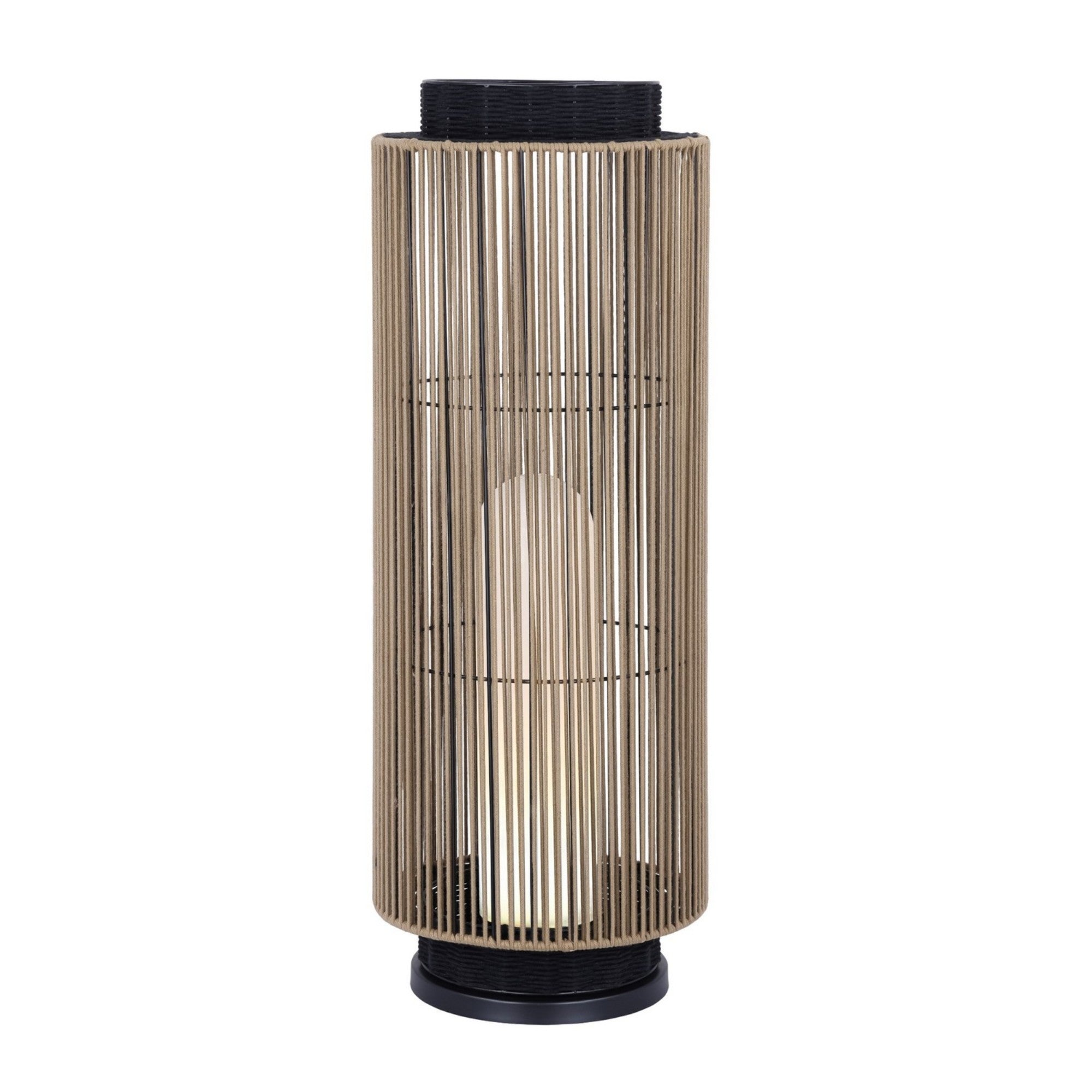 Aden 46" Outdoor Portable Lamp, Black & Brown PET Weave Finish - Bees Lighting