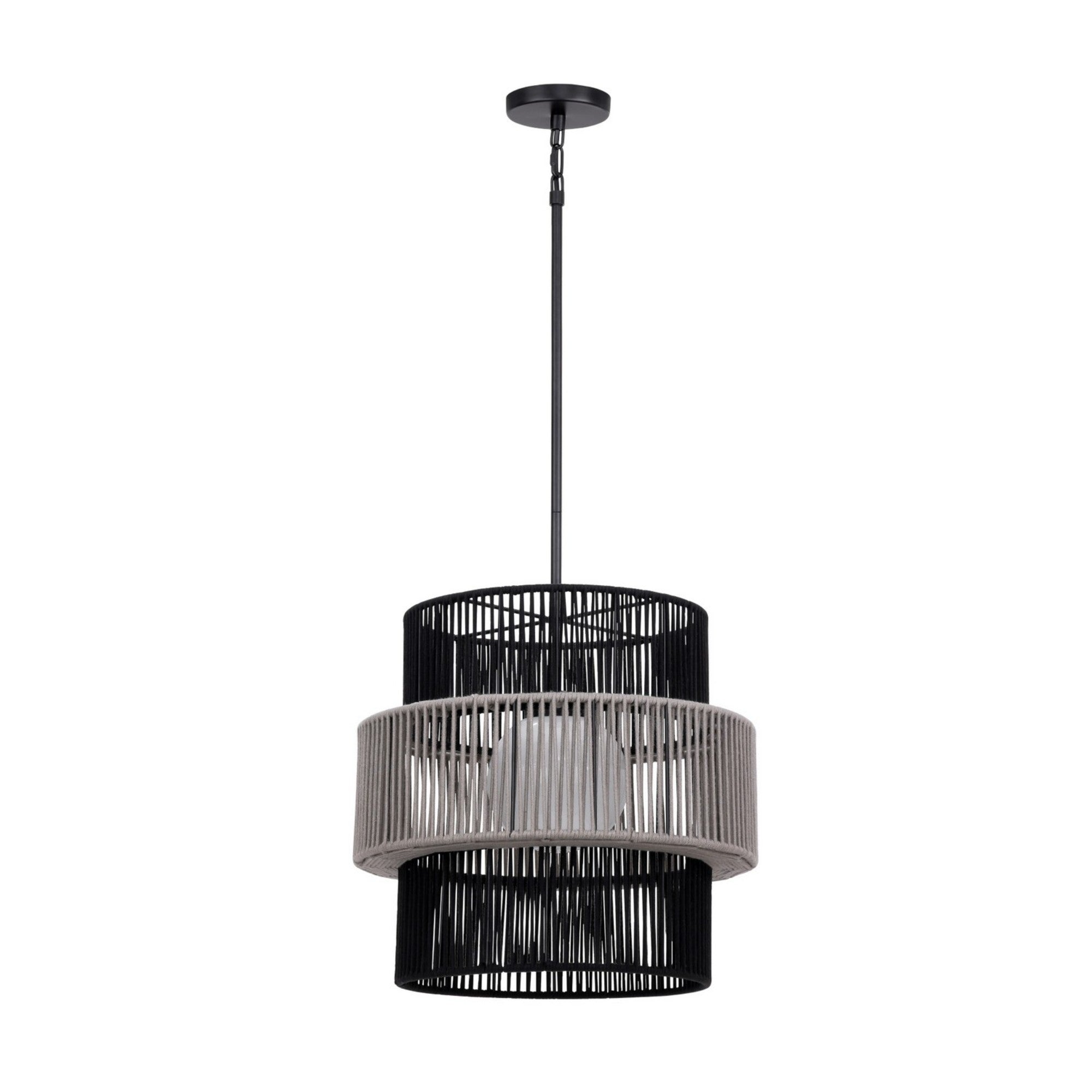 Aden 22" Outdoor Pendant, Black & Gray PET Weave Finish - Bees Lighting