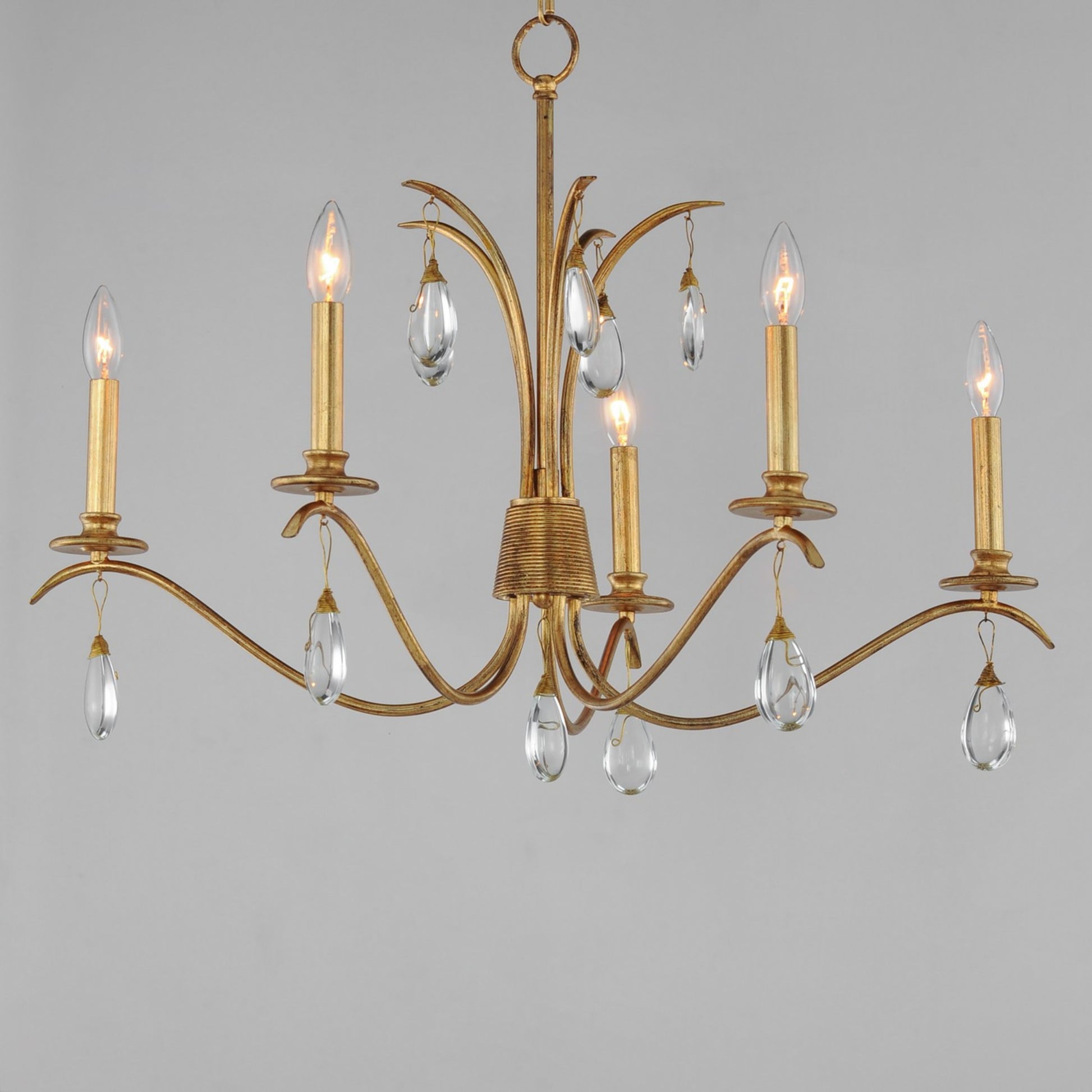 Eden 33" 5-Light Chandelier, Charcoal Gold Leaf Finish - Bees Lighting