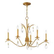 Eden 33" 5-Light Chandelier, Charcoal Gold Leaf Finish - Bees Lighting