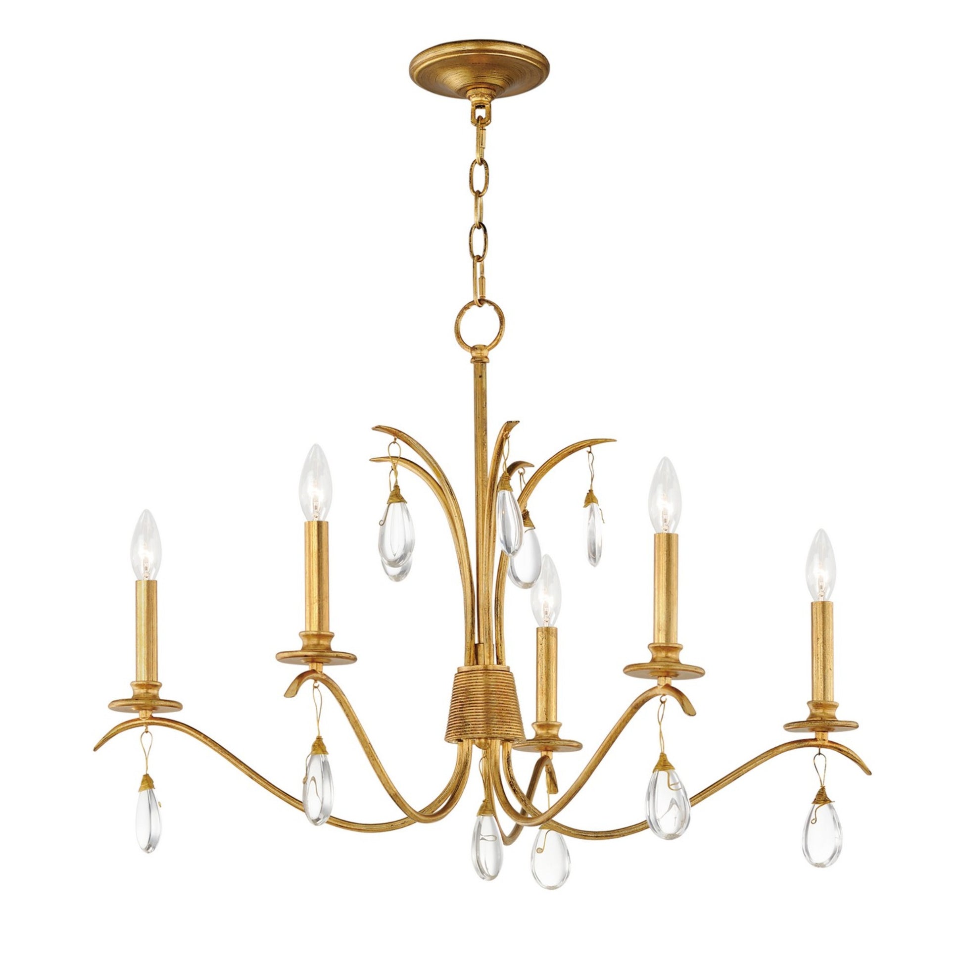 Eden 33" 5-Light Chandelier, Charcoal Gold Leaf Finish - Bees Lighting