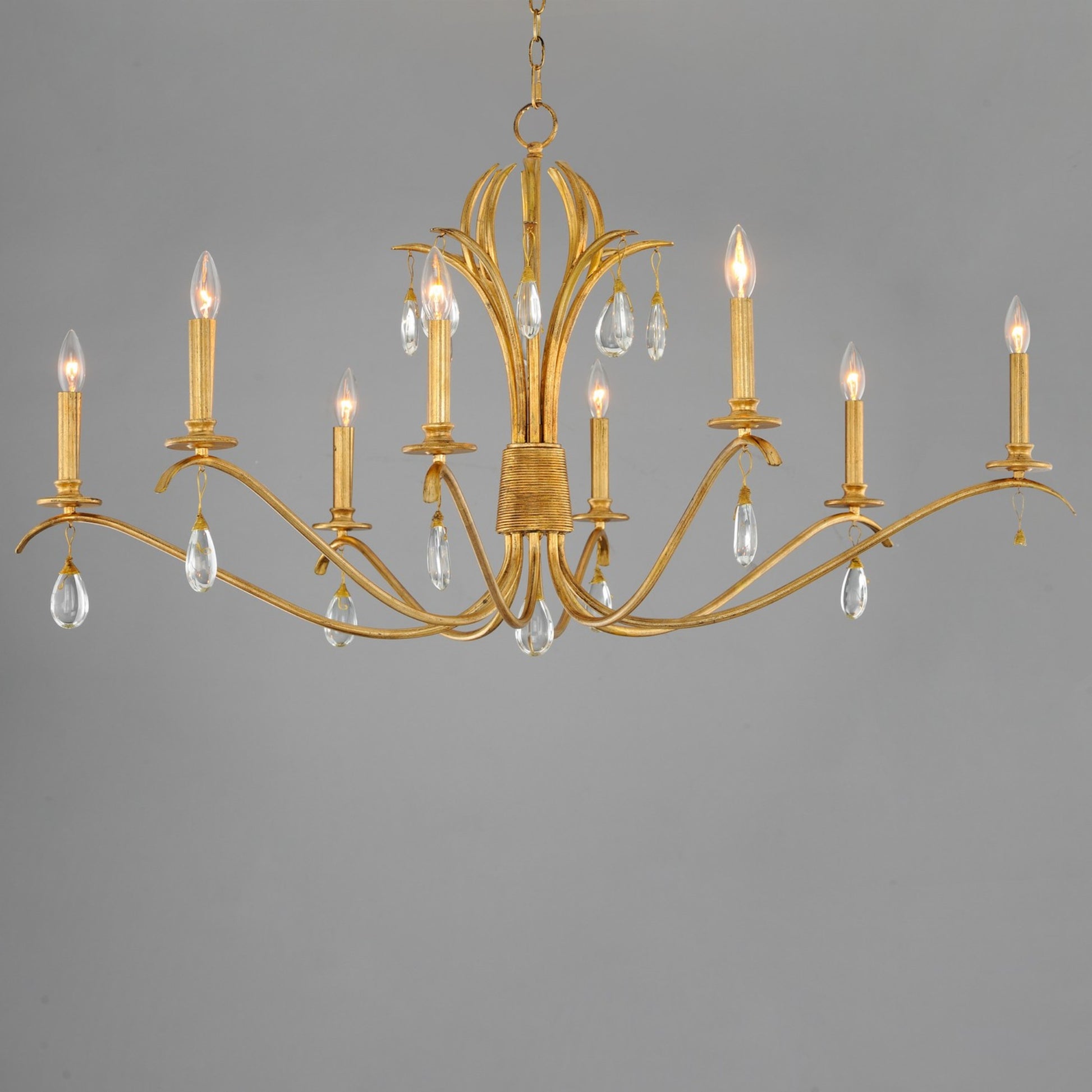 Eden 48" 8-Light Chandelier, Charcoal Gold Leaf Finish - Bees Lighting