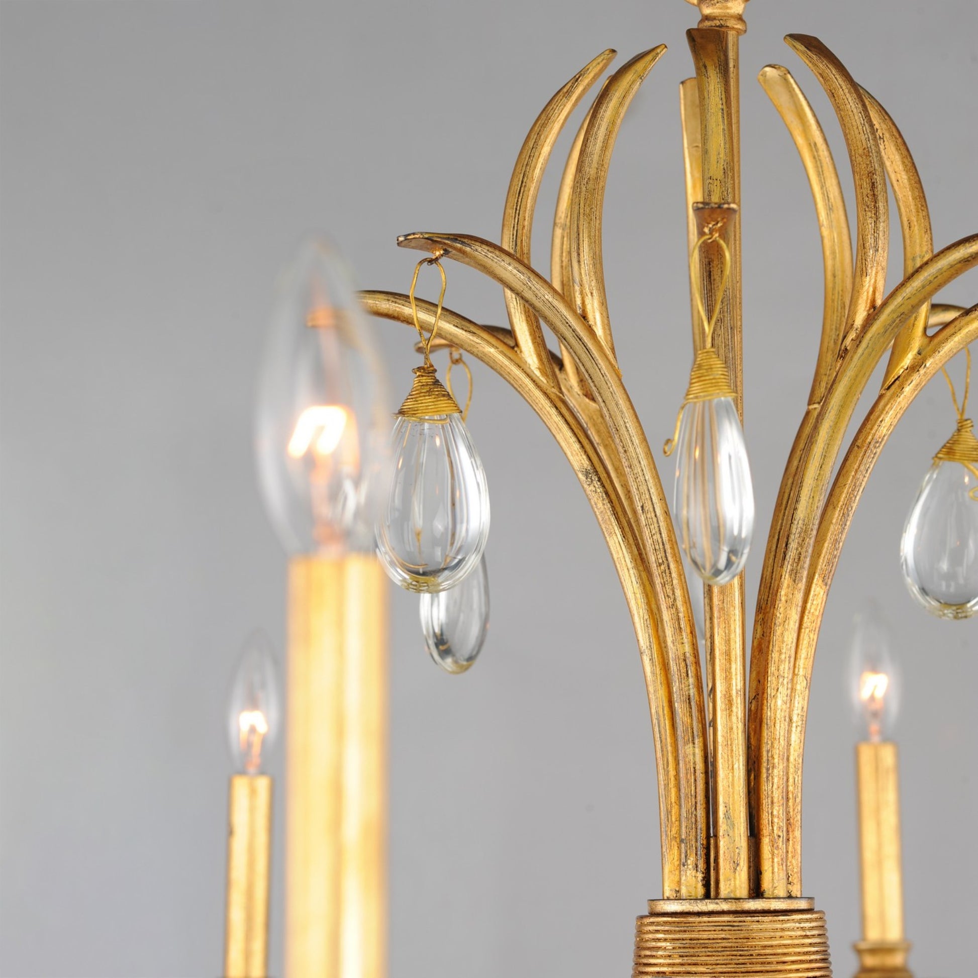 Eden 48" 8-Light Chandelier, Charcoal Gold Leaf Finish - Bees Lighting