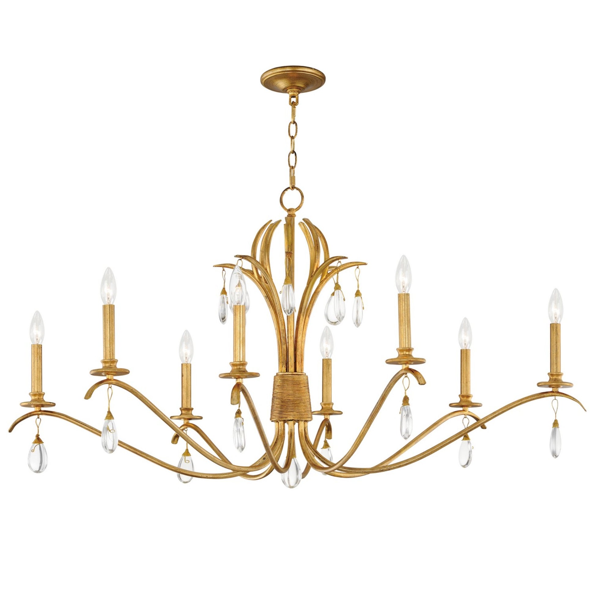 Eden 48" 8-Light Chandelier, Charcoal Gold Leaf Finish - Bees Lighting