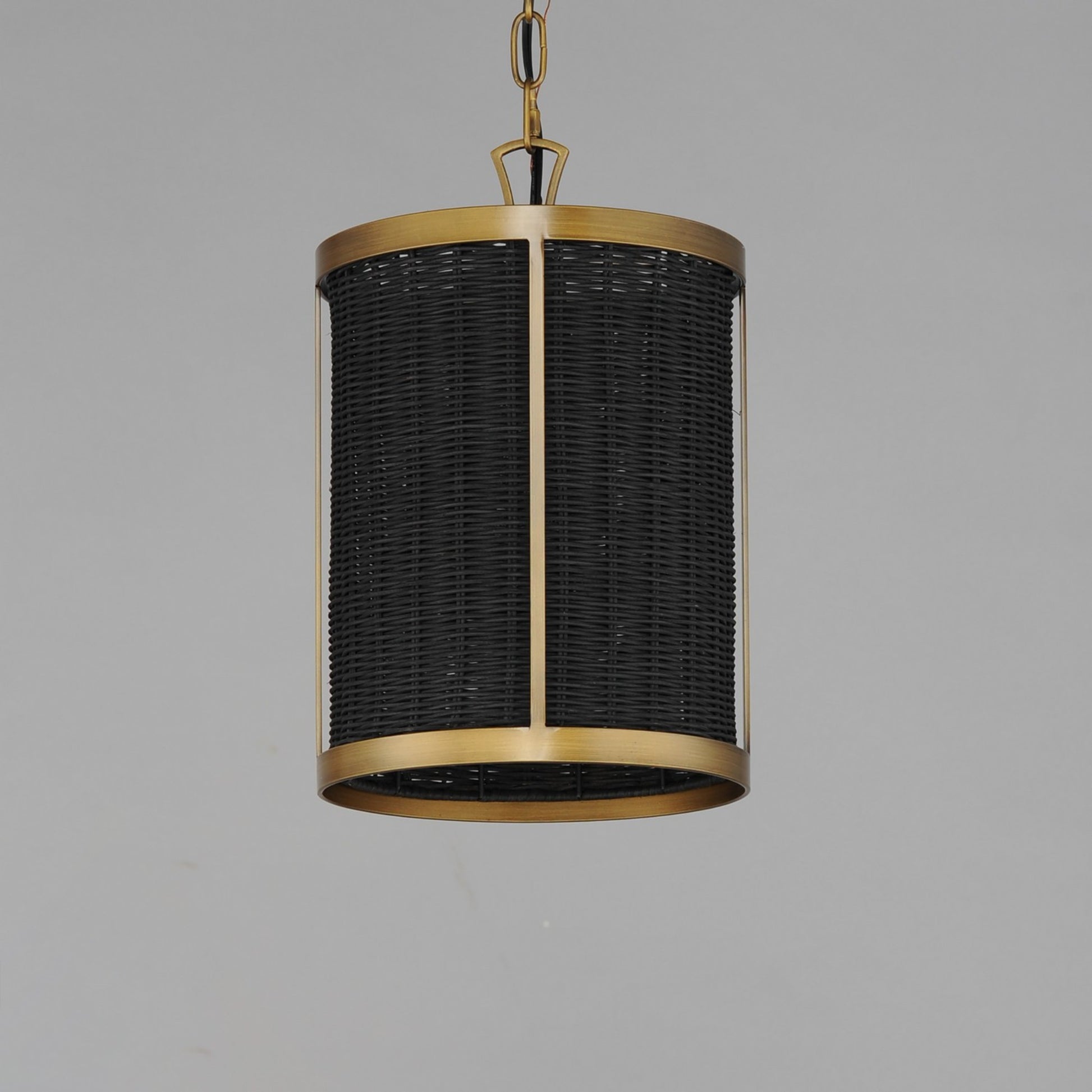 Rattan 15" Pendant, Natural Aged Brass Finish - Bees Lighting