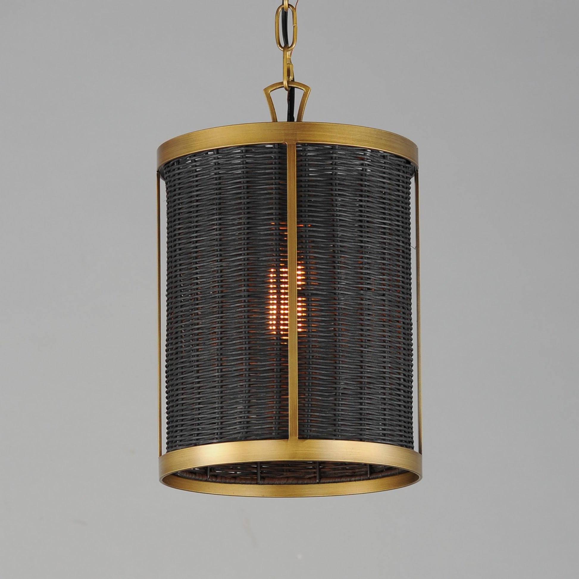 Rattan 15" Pendant, Natural Aged Brass Finish - Bees Lighting
