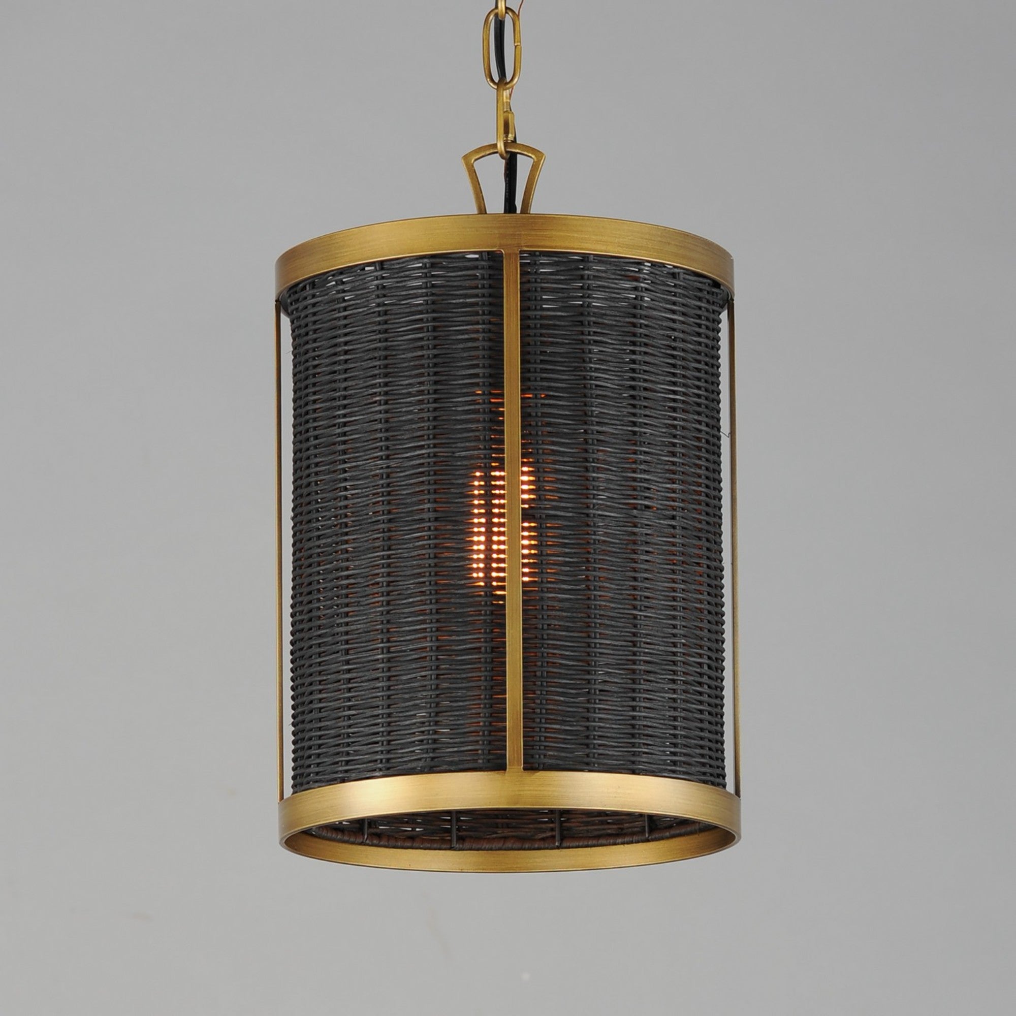 Rattan 15" Pendant, Natural Aged Brass Finish - Bees Lighting