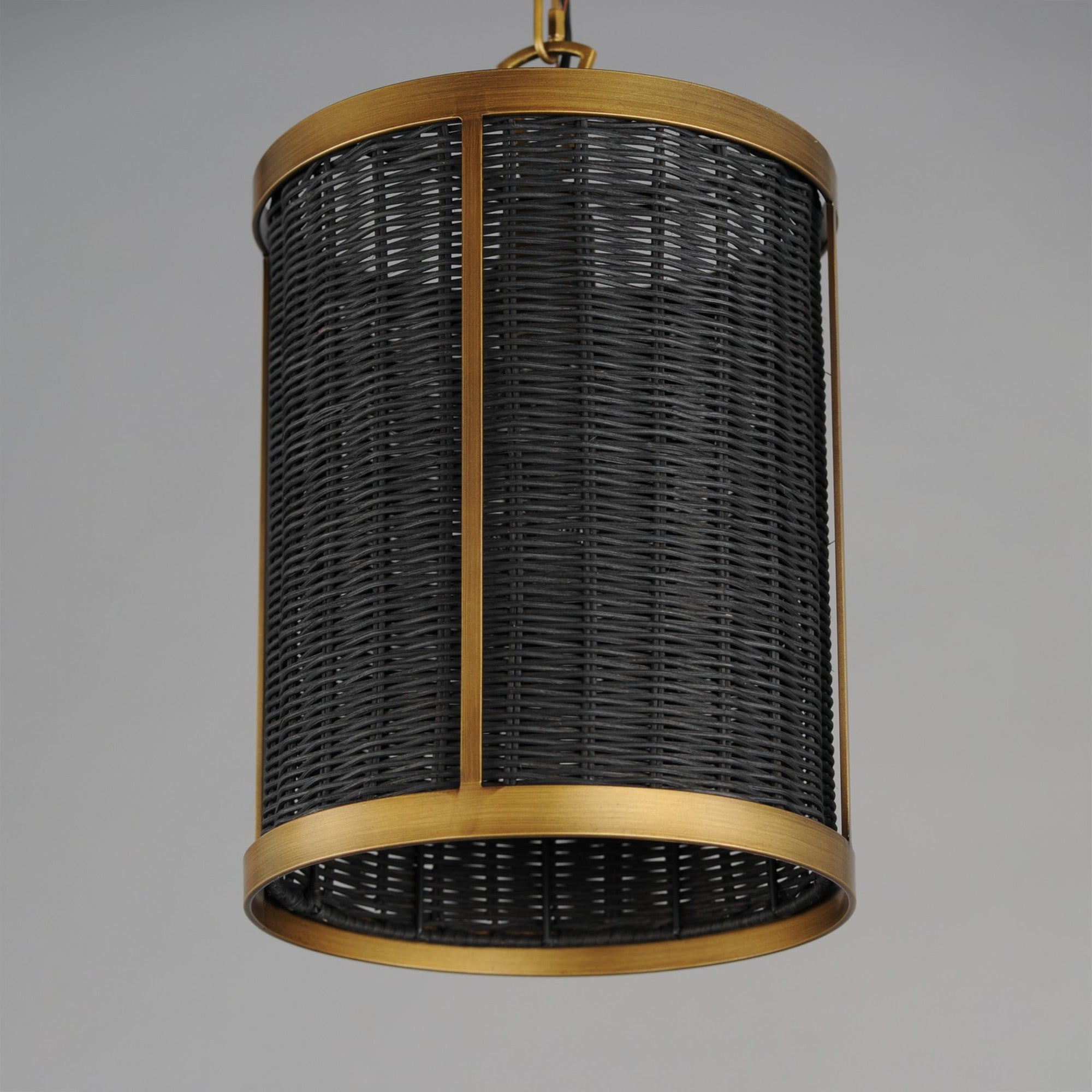 Rattan 15" Pendant, Natural Aged Brass Finish - Bees Lighting