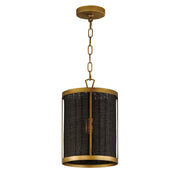 Rattan 15" Pendant, Natural Aged Brass Finish - Bees Lighting